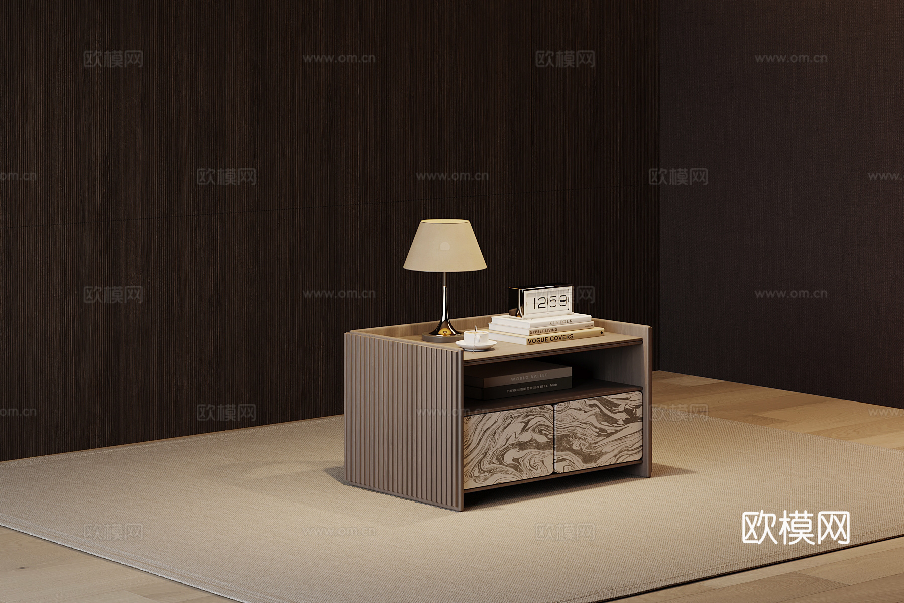 意式床头柜su模型