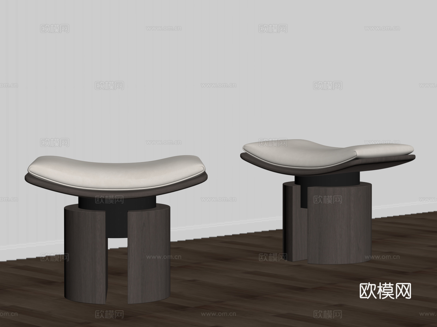 现代意式换鞋凳 沙发凳 梳妆凳su模型