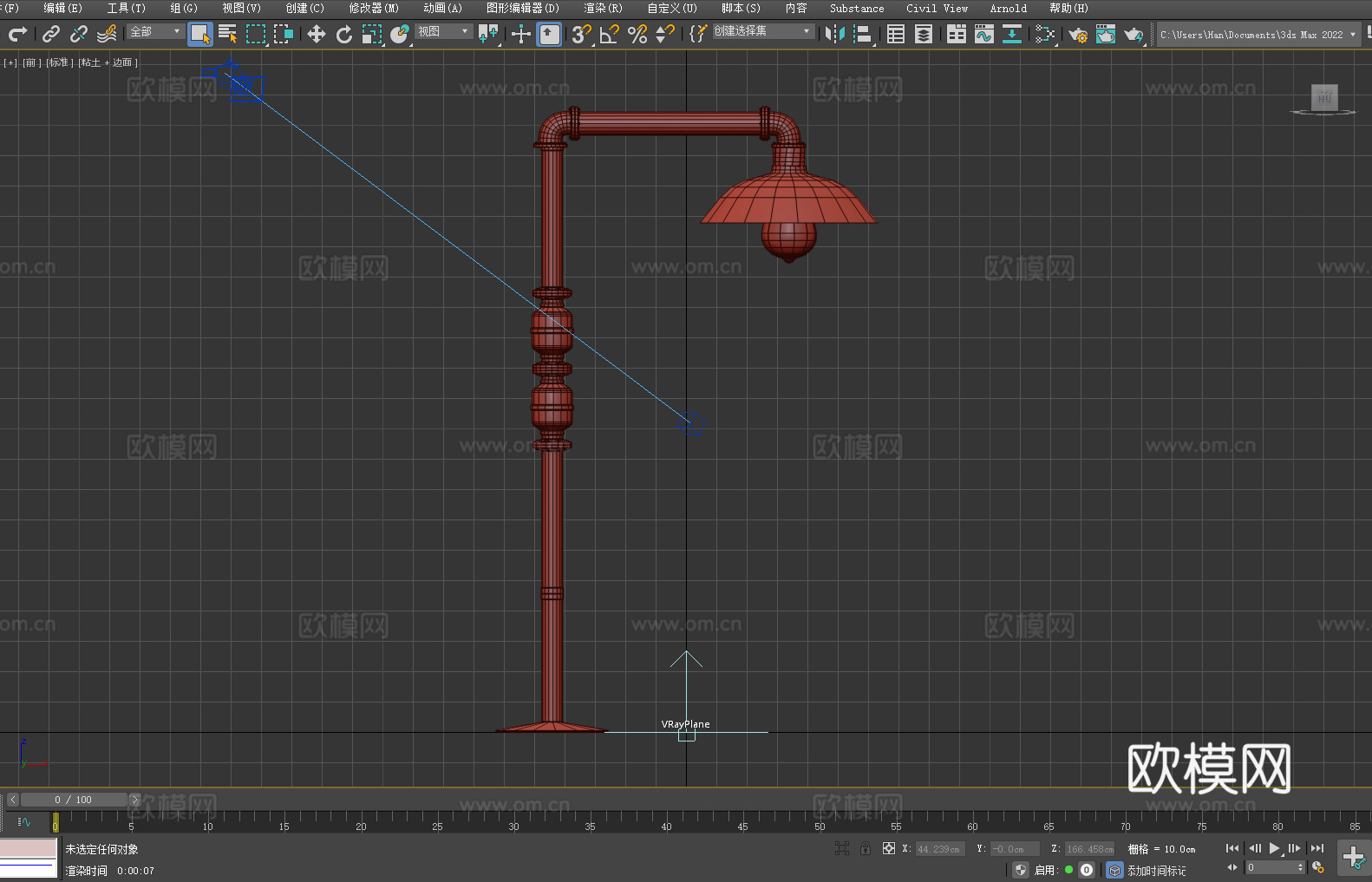 工业风落地灯 管道造型灯 复古铁艺灯 创意台灯 装饰照明灯3d模型下载（渲染图3）