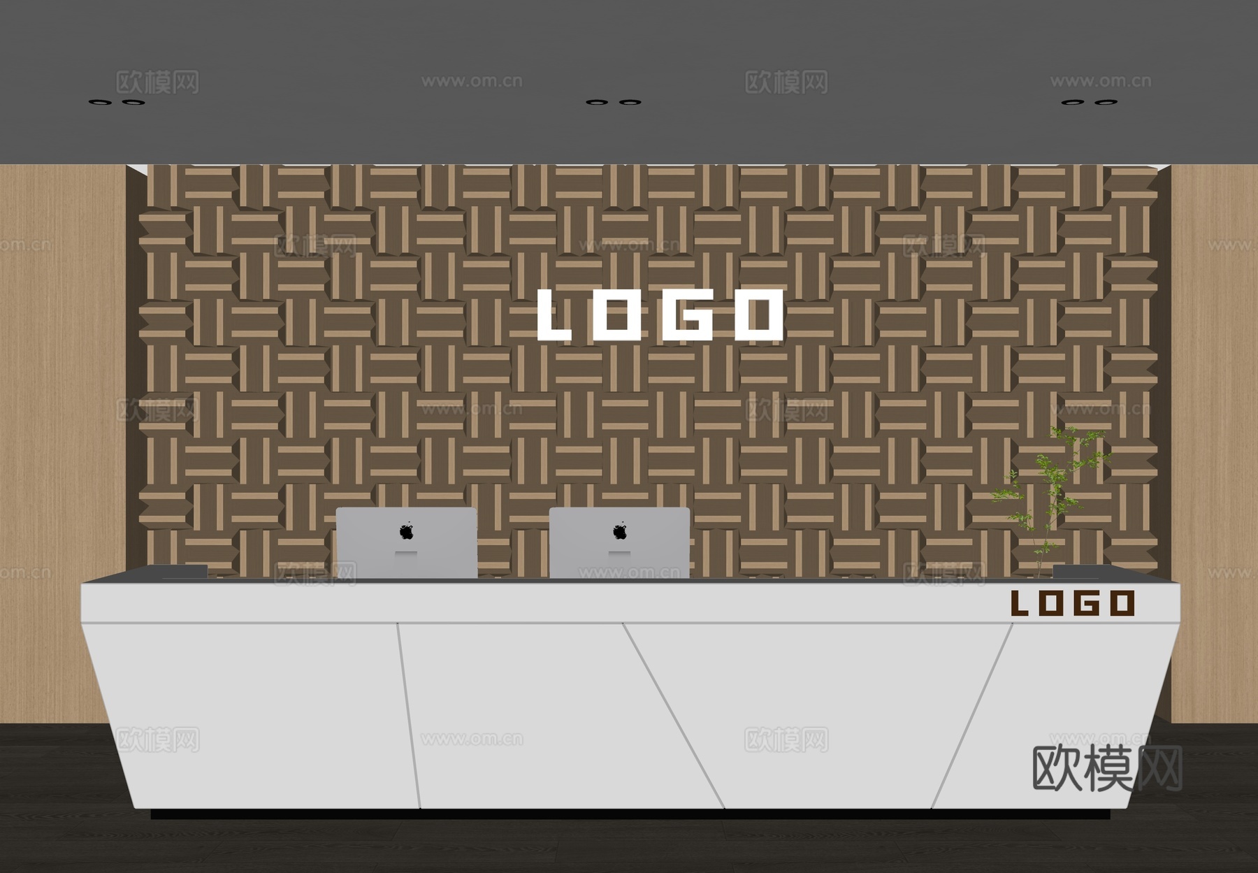 现代背景墙 立体背景墙 前台背景墙 方块起伏 公司形象墙 接su模型