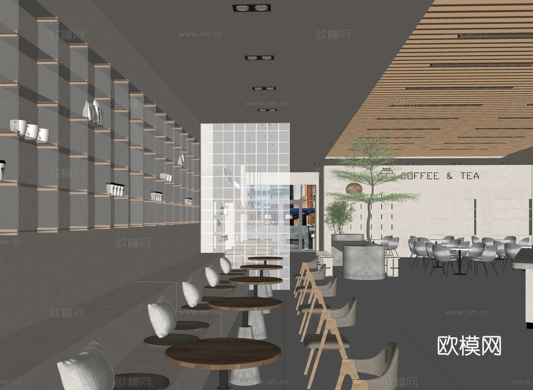 现代咖啡厅 餐桌椅su模型