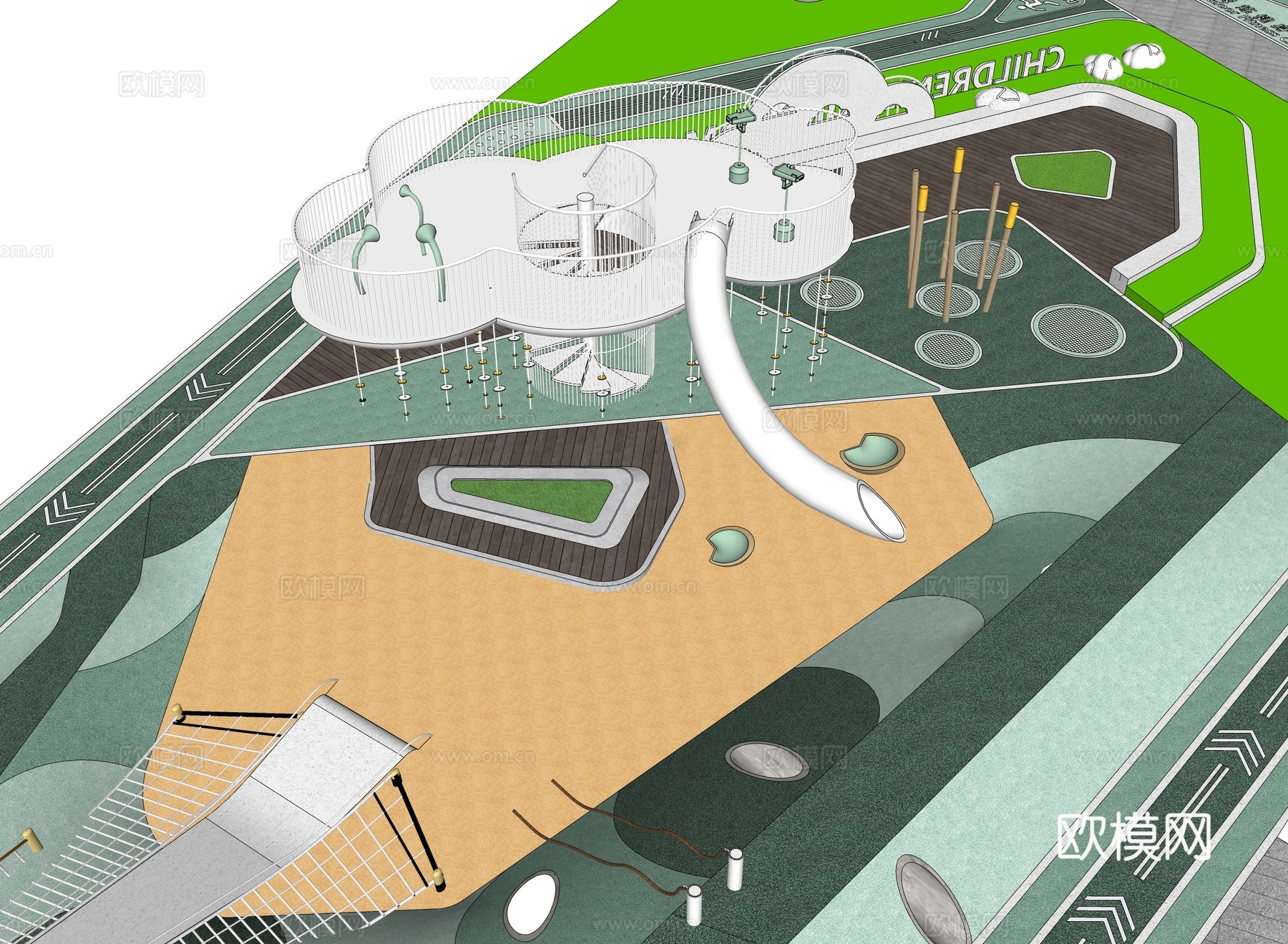 现代游乐场 游乐场设施su模型