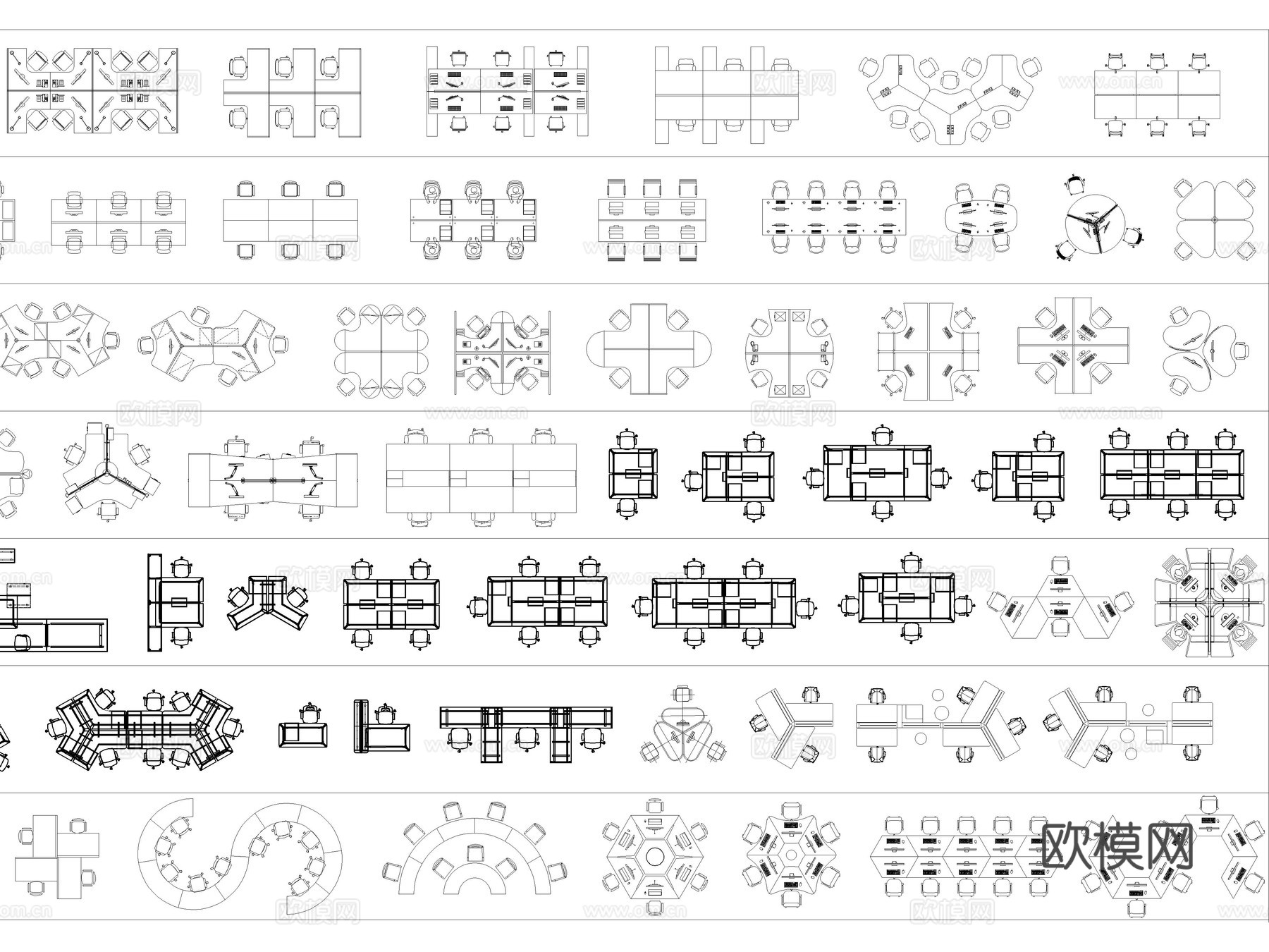 2026年最新办公家具办公桌椅员工工位CAD图库cad施工图