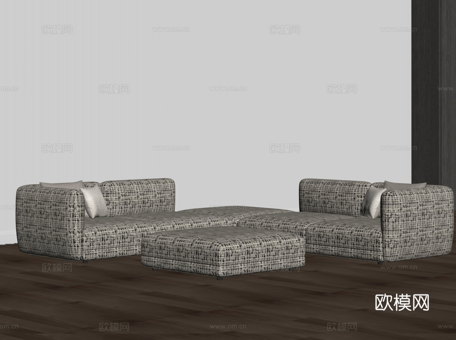 现代布艺沙发 多人休闲沙发su模型