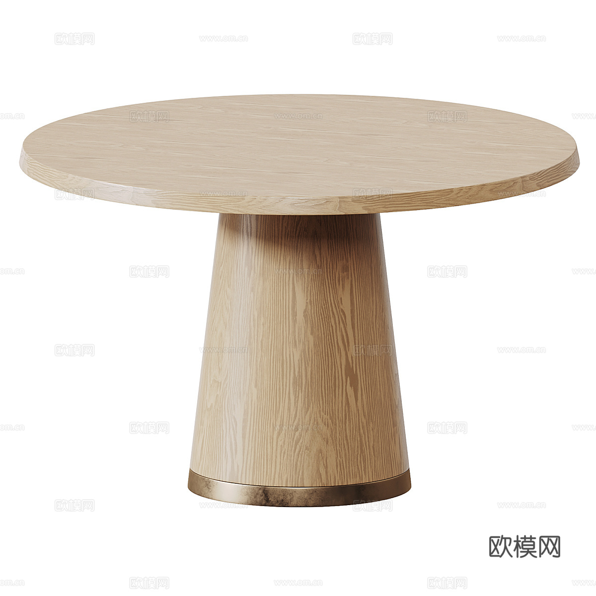 WESTELM 现代简约圆形实木餐桌 Aubin餐桌su模型