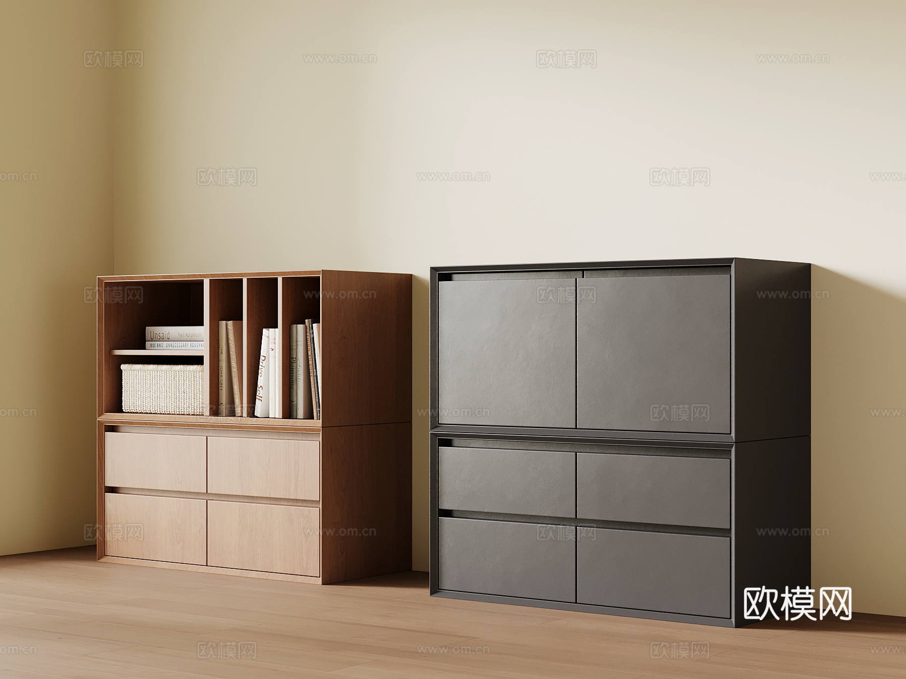 现代书柜 玄关柜 边柜su模型