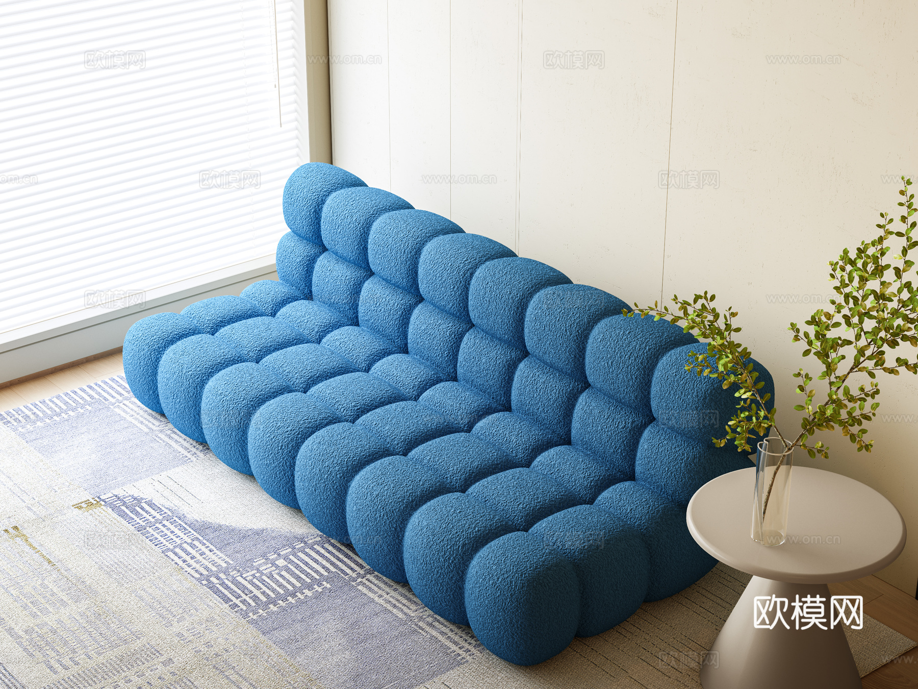 现代软包双人沙发 休闲双人沙发 沙发 懒人沙发su模型