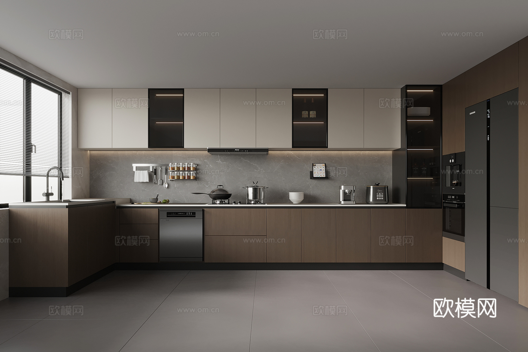 现代意式厨房 橱柜su模型