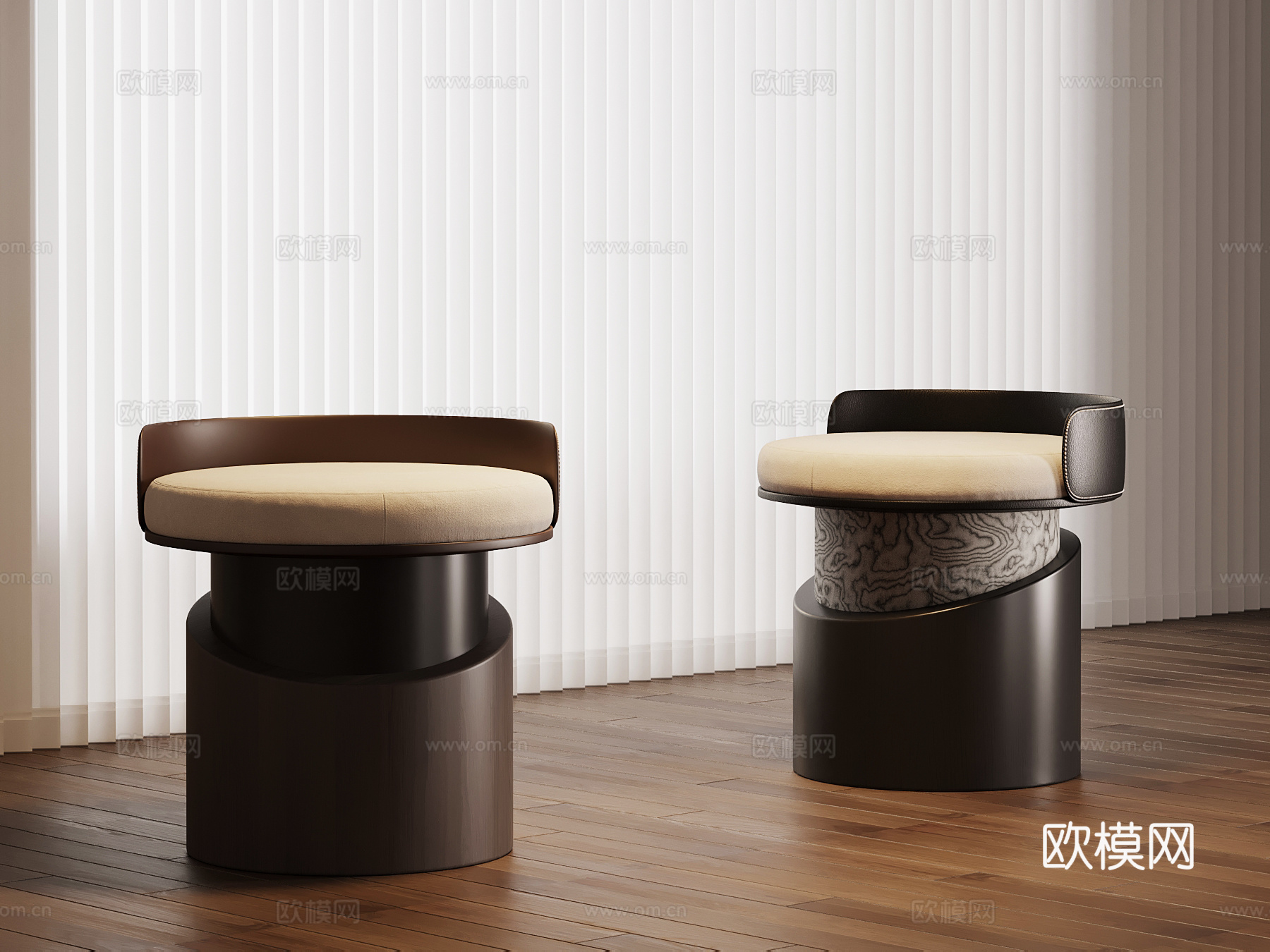 现代意式换鞋凳 沙发凳 梳妆凳su模型