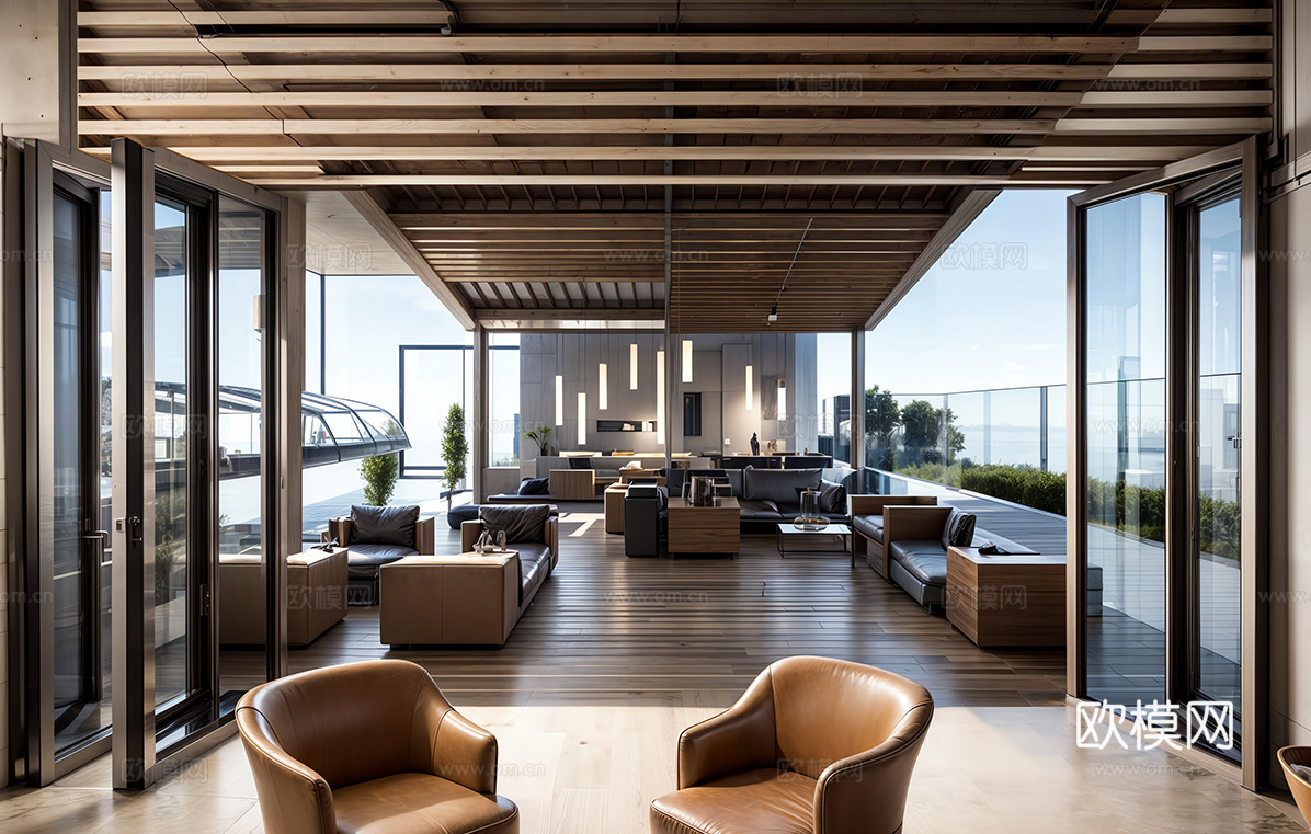 现代咖啡厅 休息区 餐桌椅组合su模型