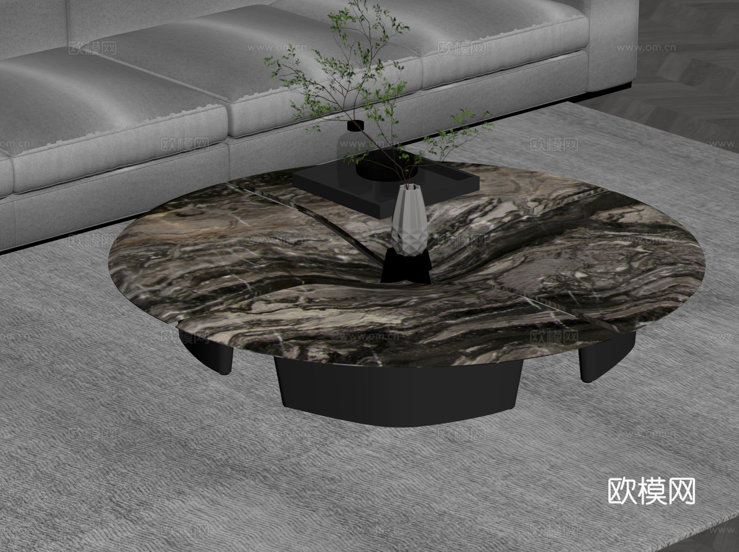 现代意式茶几 圆形茶几su模型