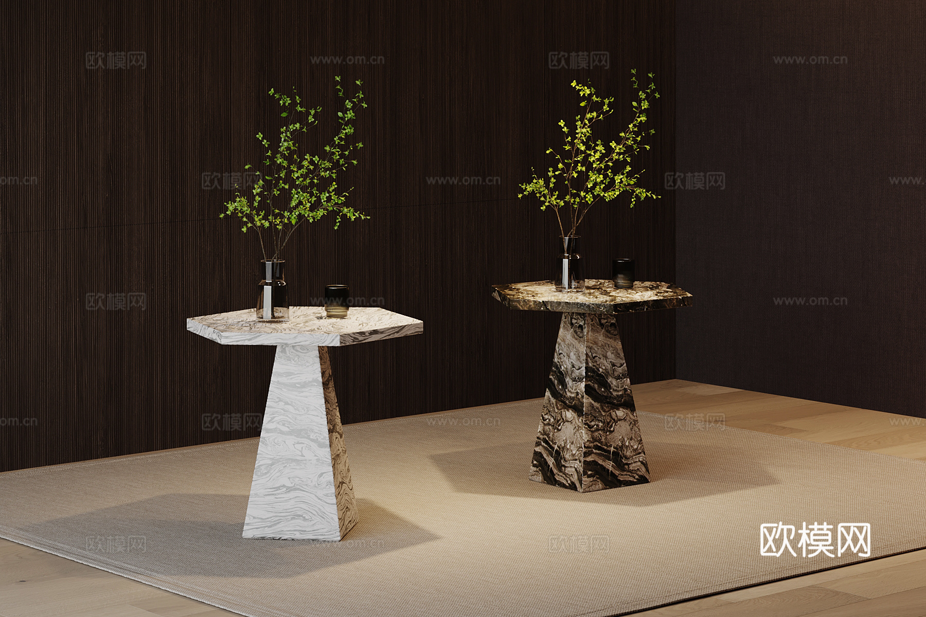 现代大理石边几su模型