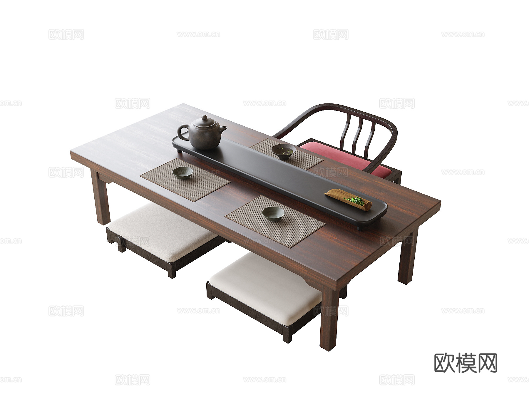 现代阳台茶桌椅 榻榻米茶桌椅 茶椅su模型