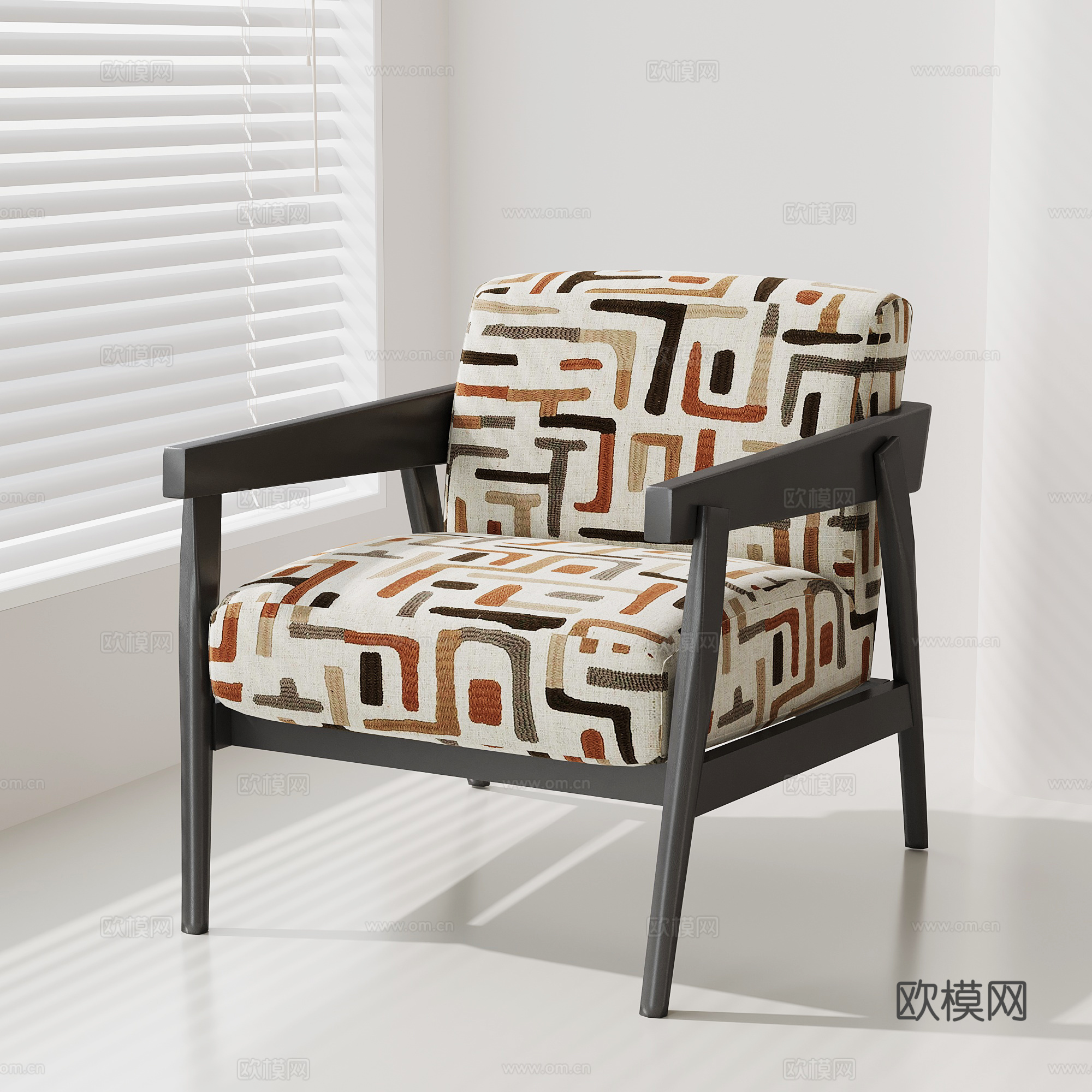 法式复古休闲椅 单人沙发su模型