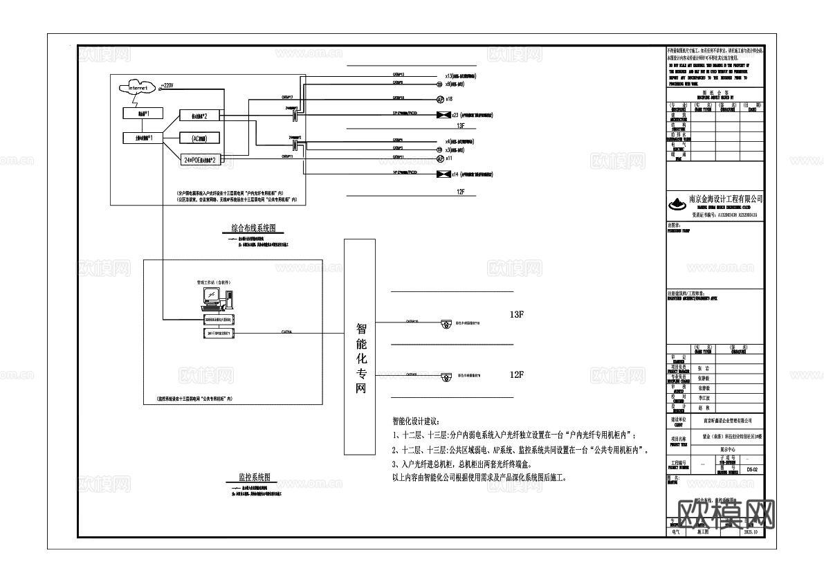 办公智能化施工图弱电施工图网络点位图cad施工图
