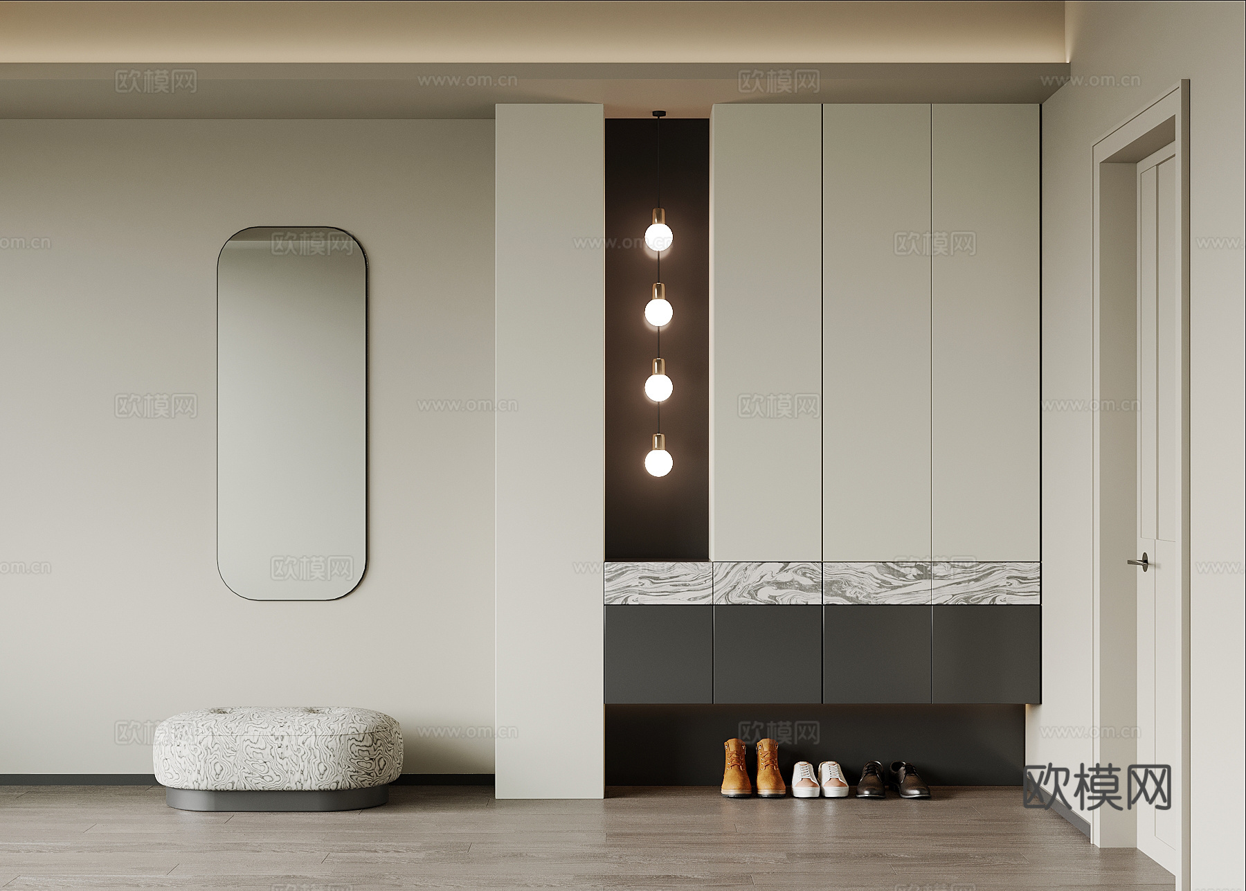 现代鞋柜 入户玄关柜su模型