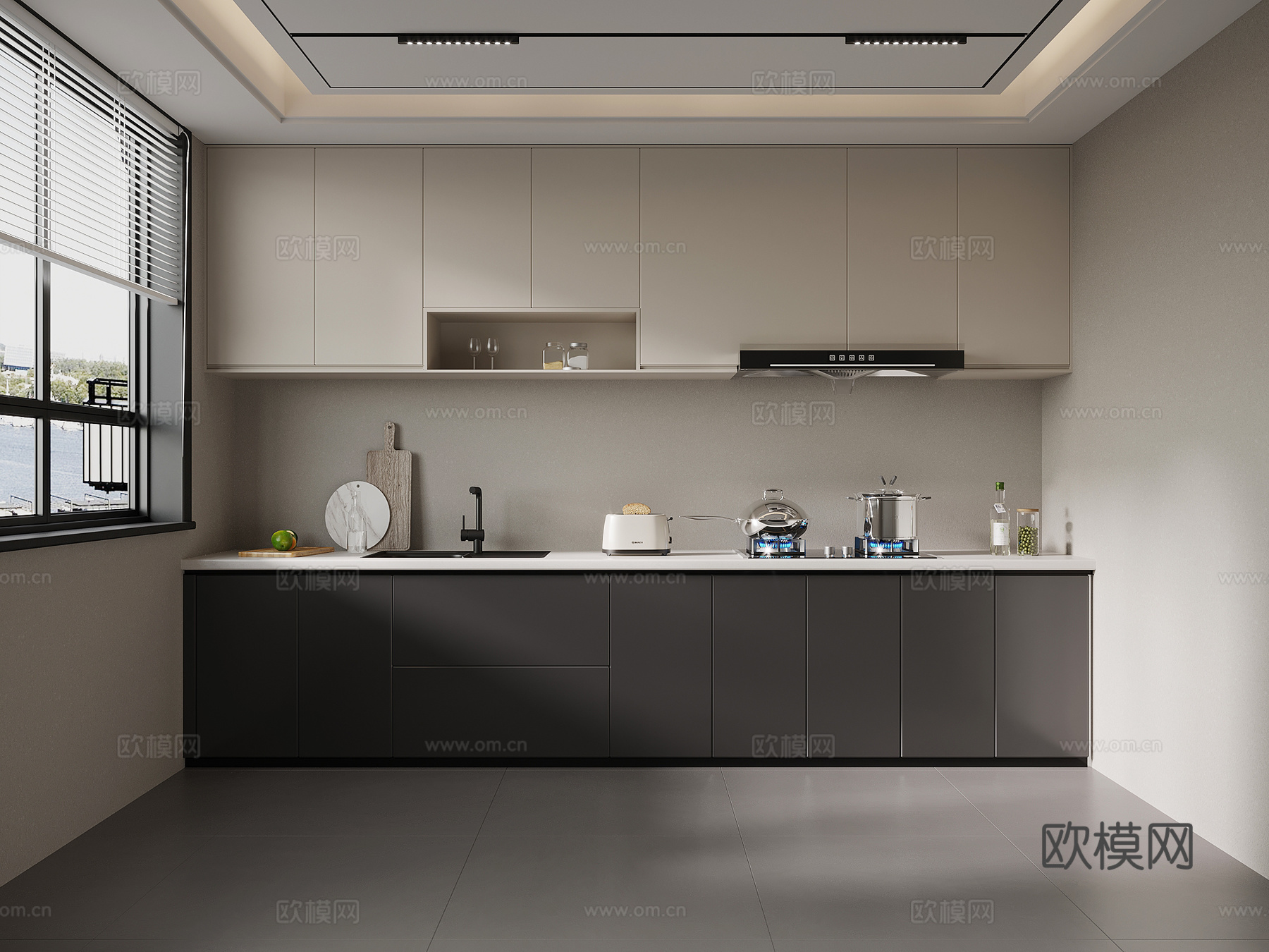 现代简约厨房 橱柜su模型