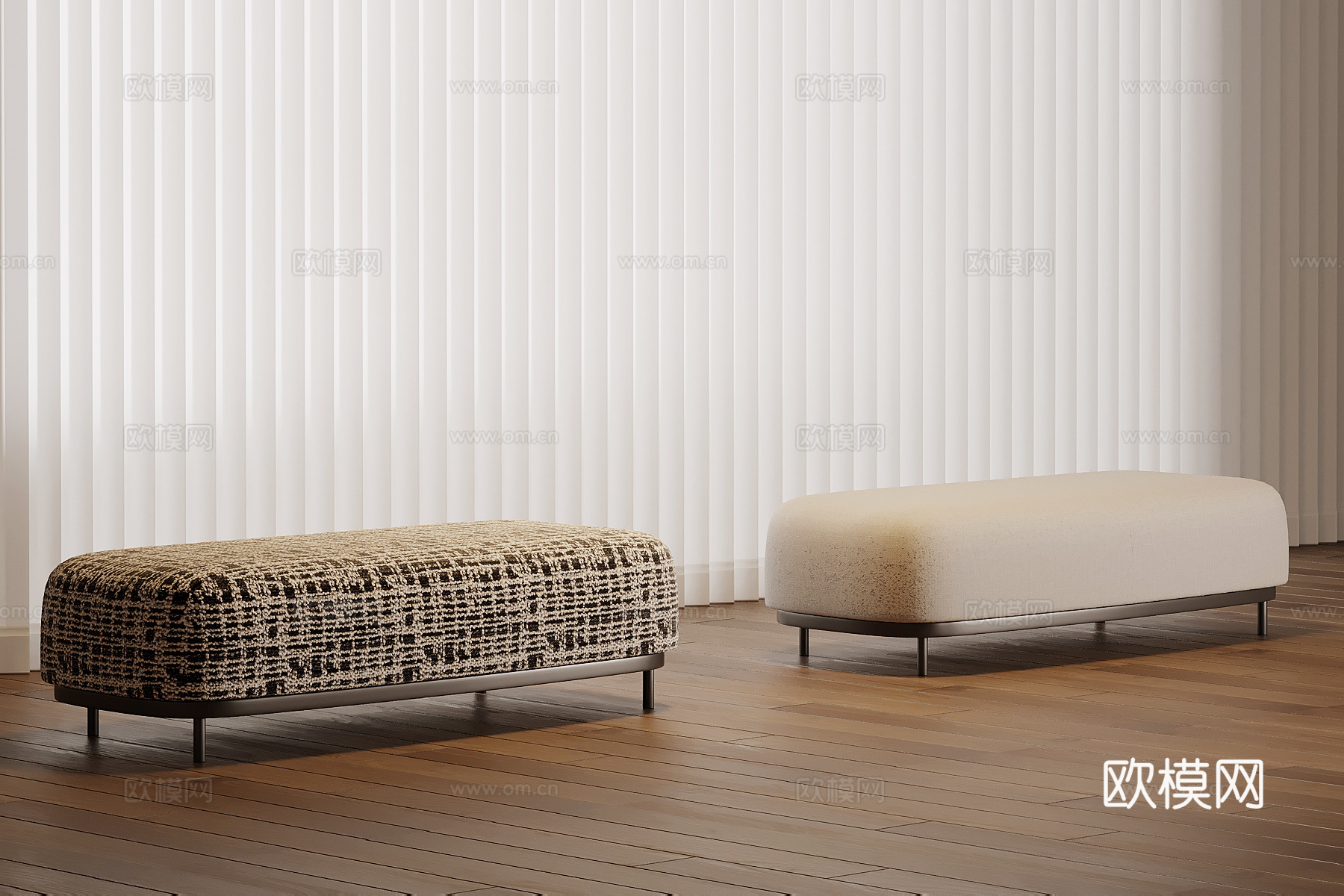 现代布艺沙发凳 换鞋凳su模型