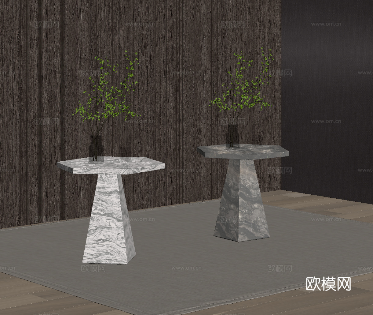 现代大理石边几su模型