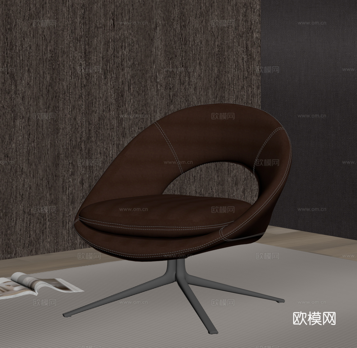 现代意式单人沙发 休闲椅 单椅 洽谈椅su模型
