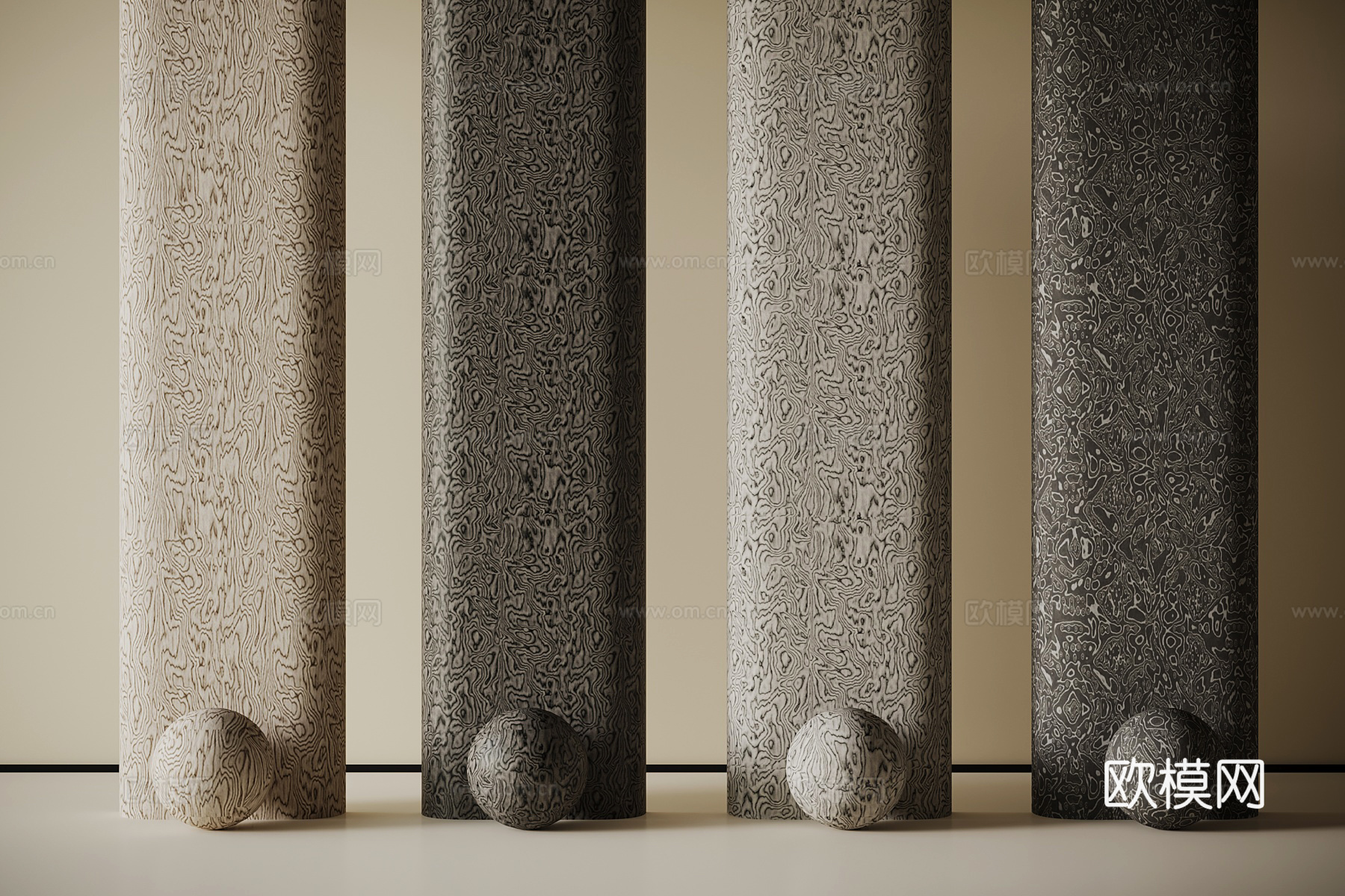 现代意式木饰面 树瘤木纹su模型