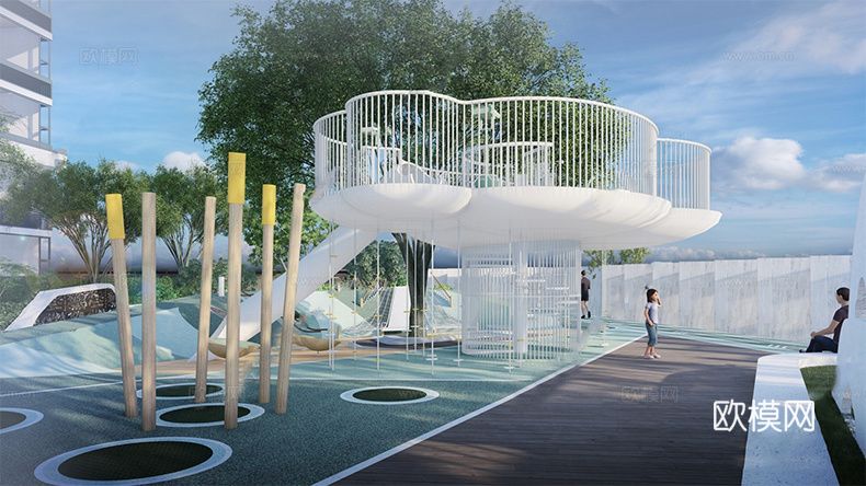 现代游乐场 游乐场设施su模型