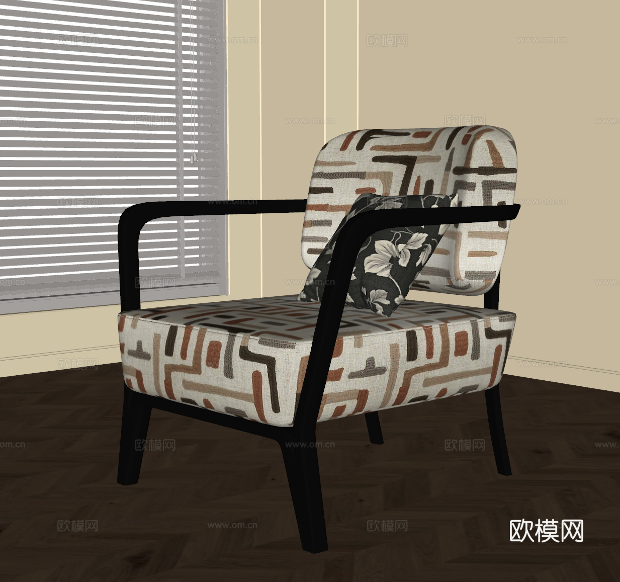 法式中古休闲椅 单人沙发su模型