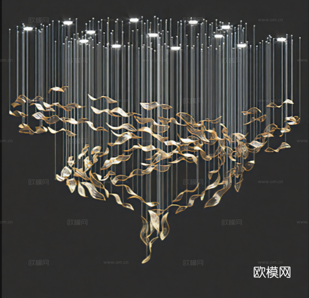 现代玻璃艺术吊灯_创意吊灯su模型