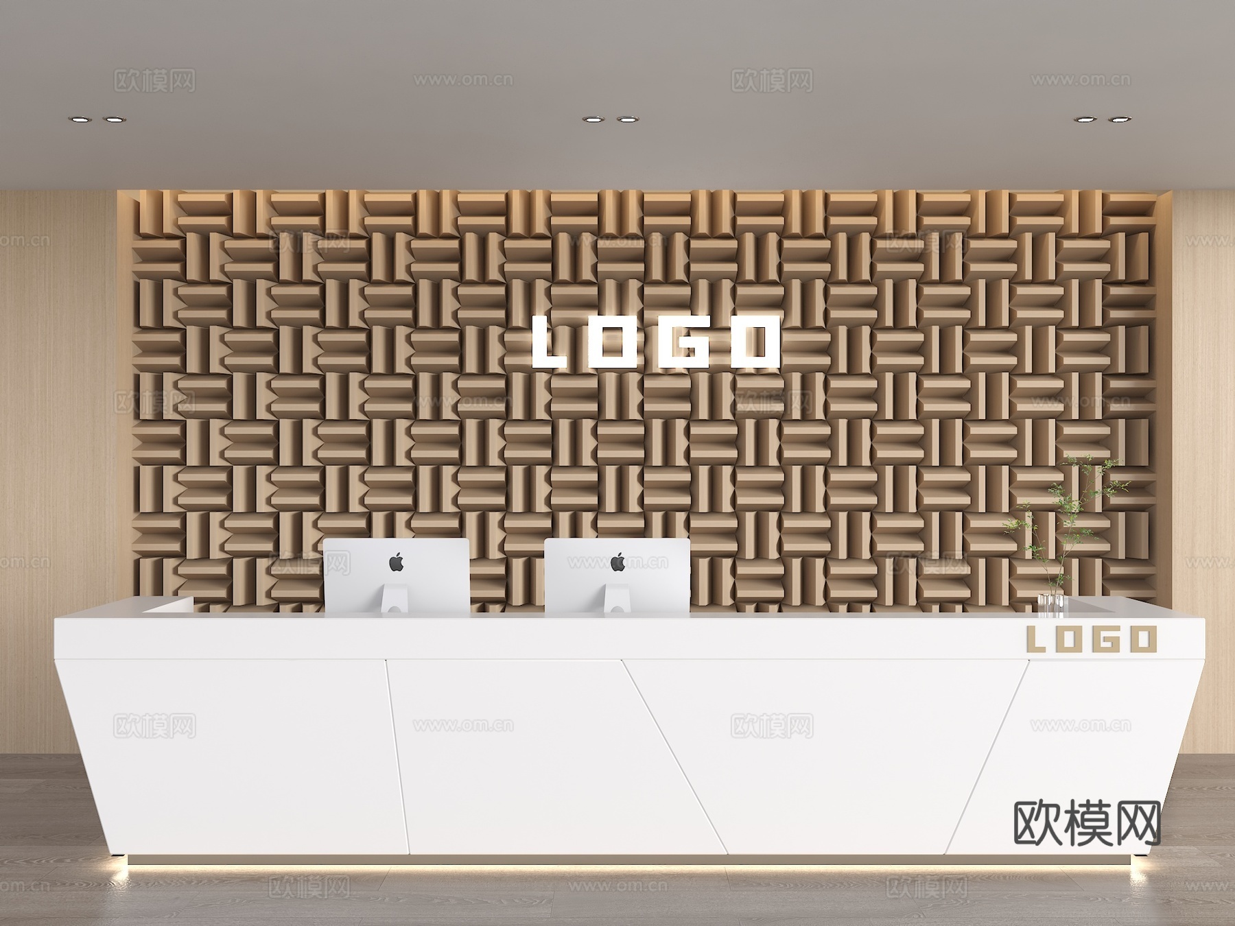 现代背景墙 立体背景墙 前台背景墙 方块起伏 公司形象墙 接su模型