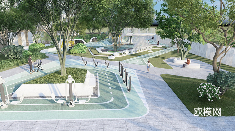 现代口袋公园su模型