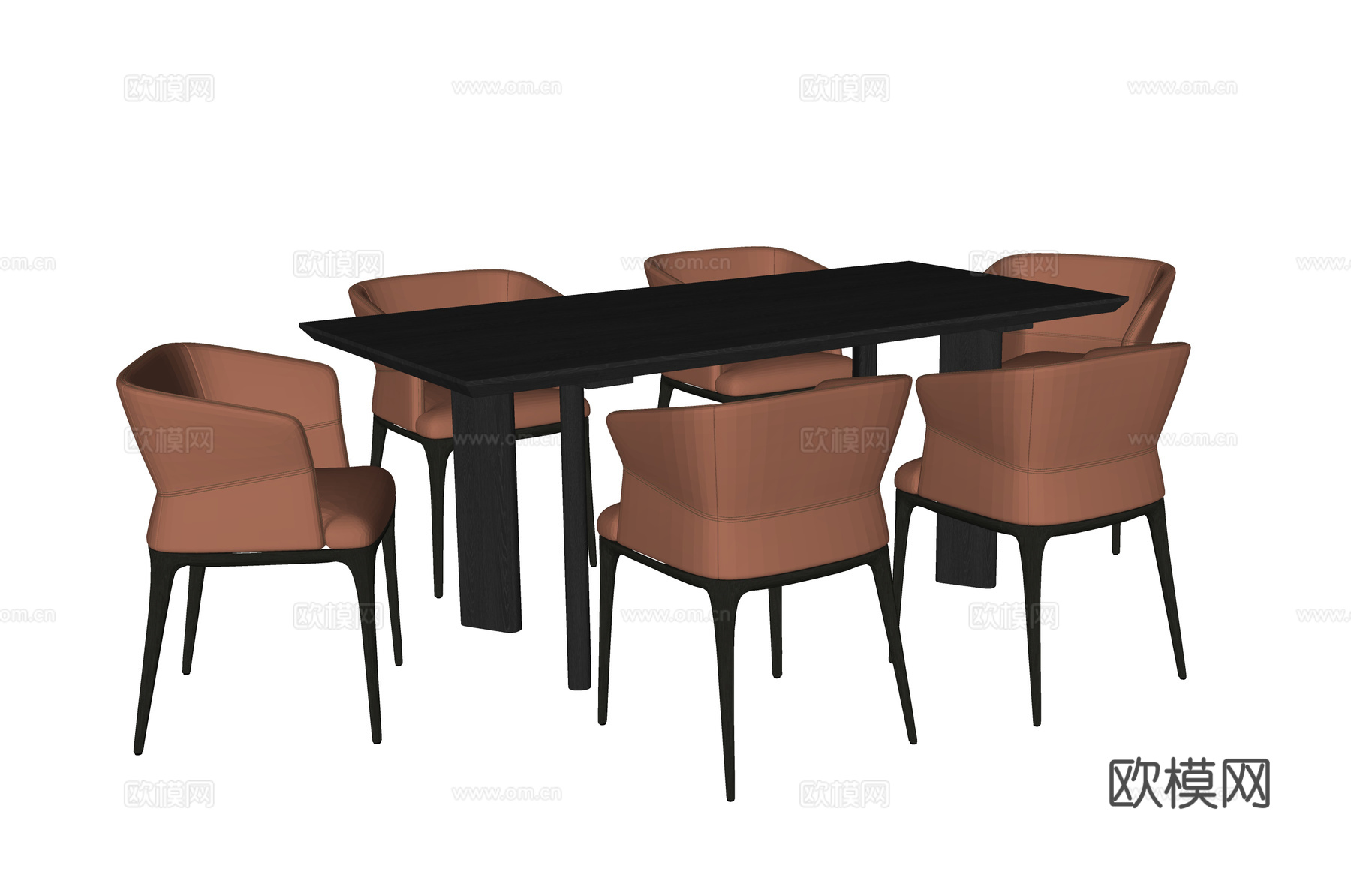 现代餐桌椅 餐椅su模型