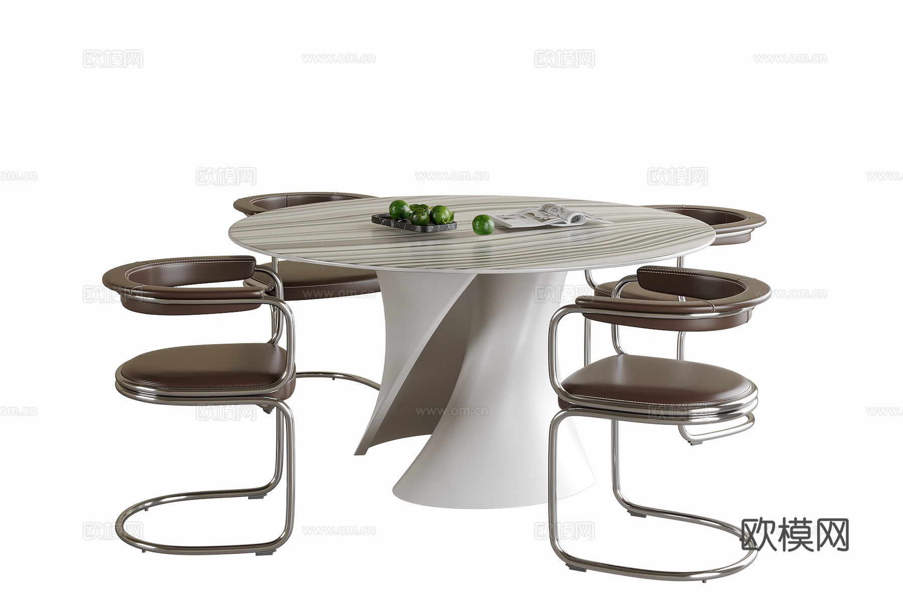 现代餐桌椅 圆形餐桌 茶椅su模型