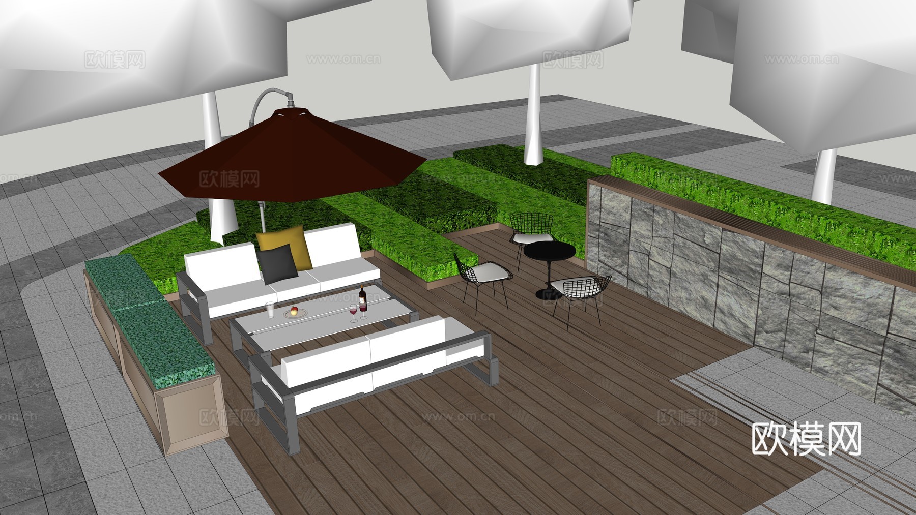 户外外摆  户外座椅su模型