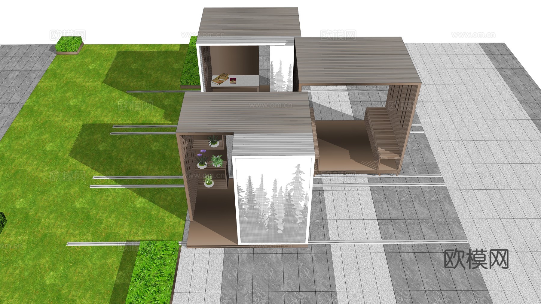 可移动组合廊架su模型