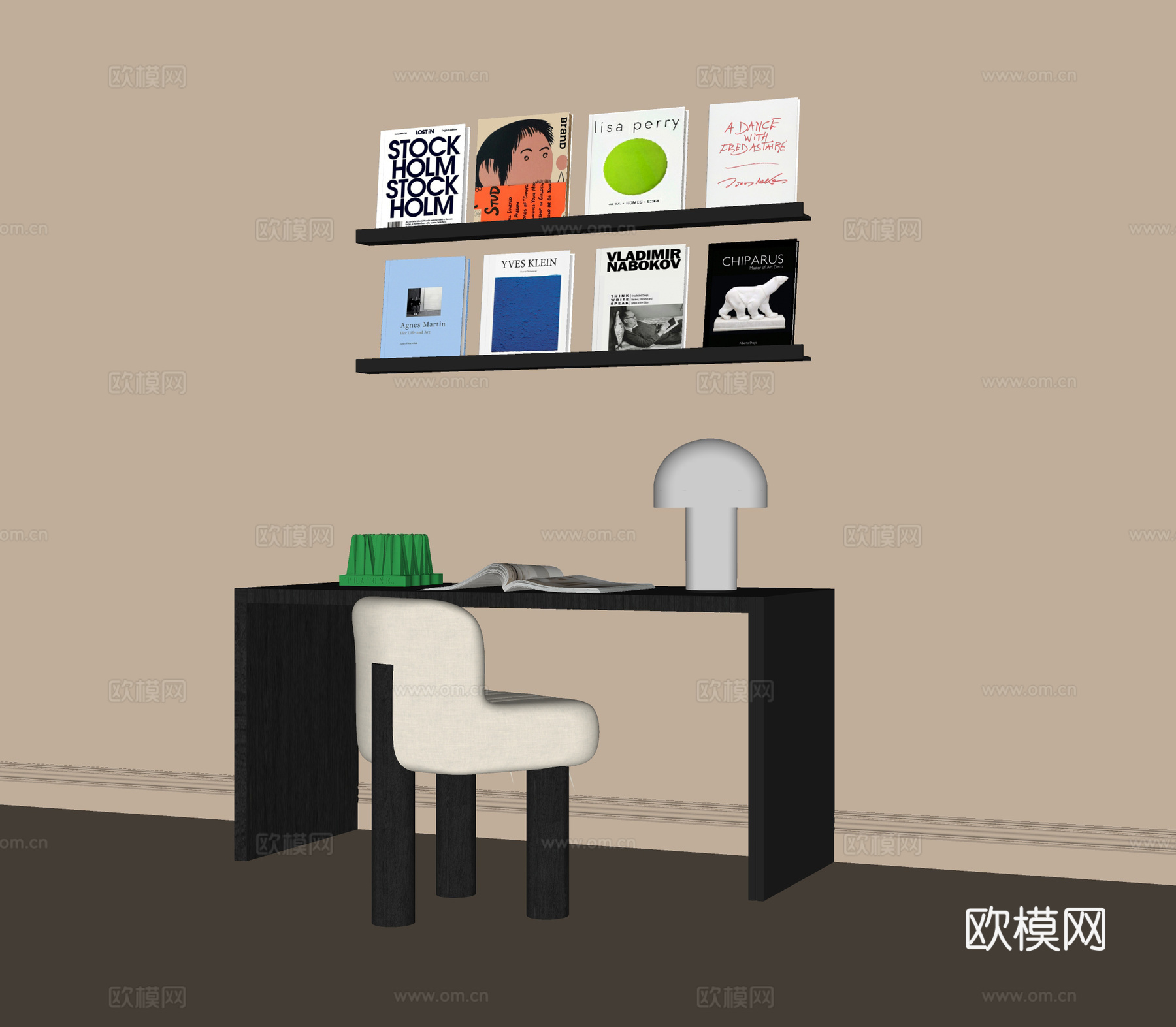 现代儿童书桌椅 书椅 书架su模型