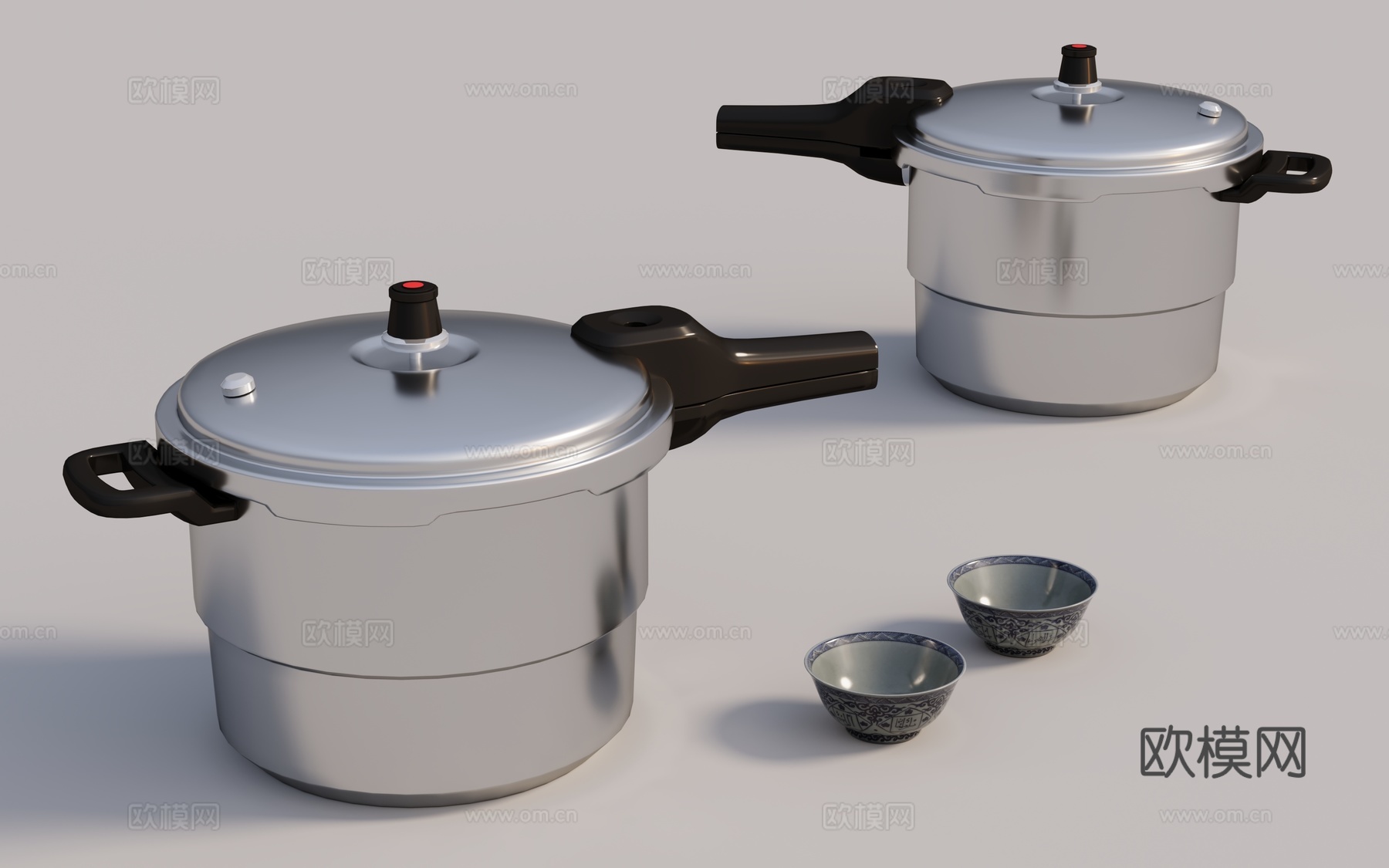 锅 高压锅 瓷碗3d模型下载