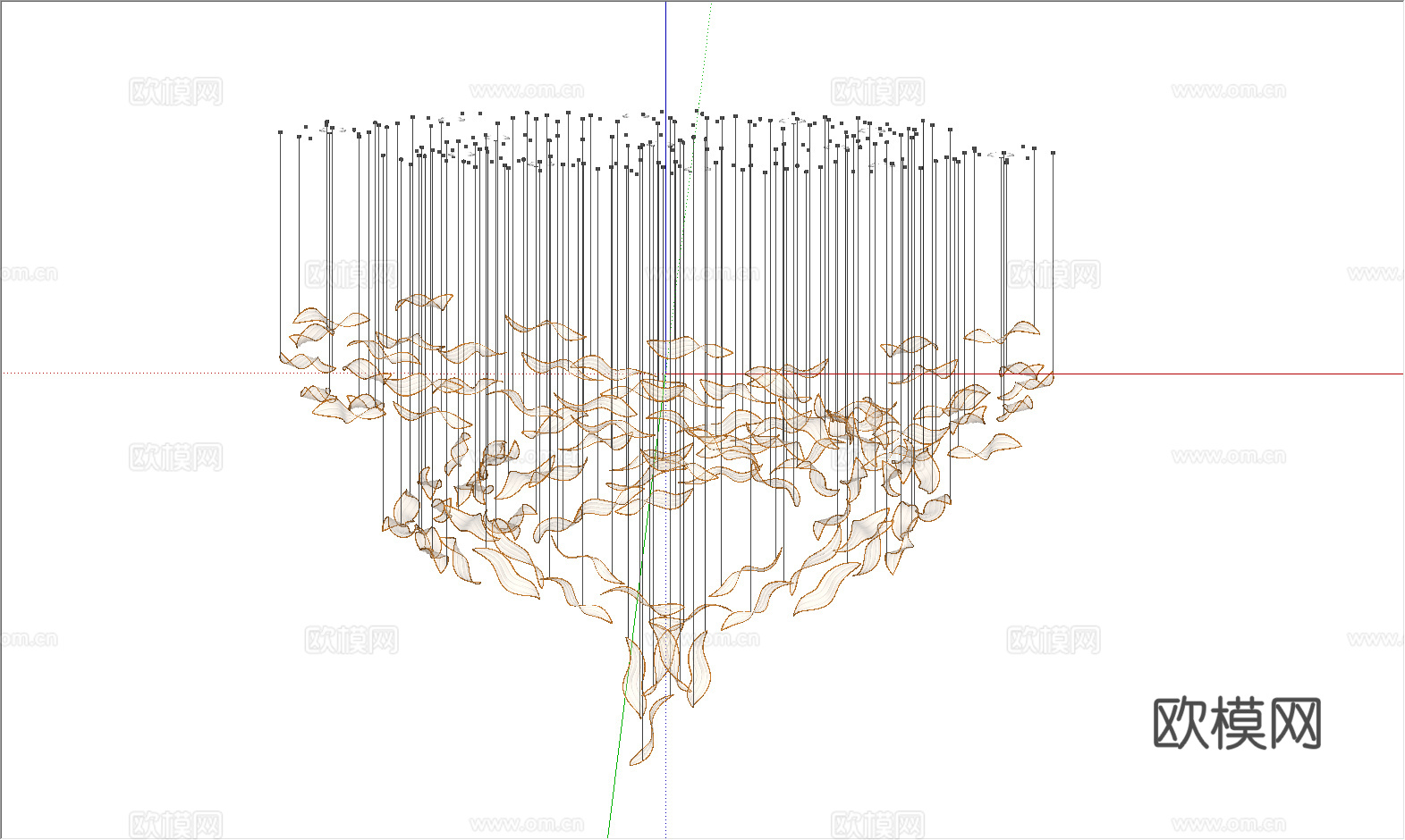 现代玻璃艺术吊灯_创意吊灯su模型