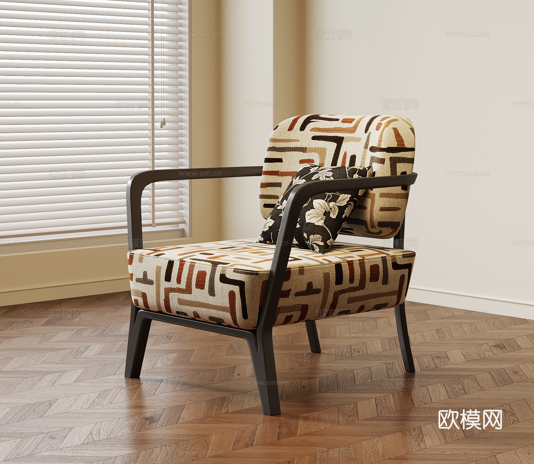 法式中古休闲椅 单人沙发su模型