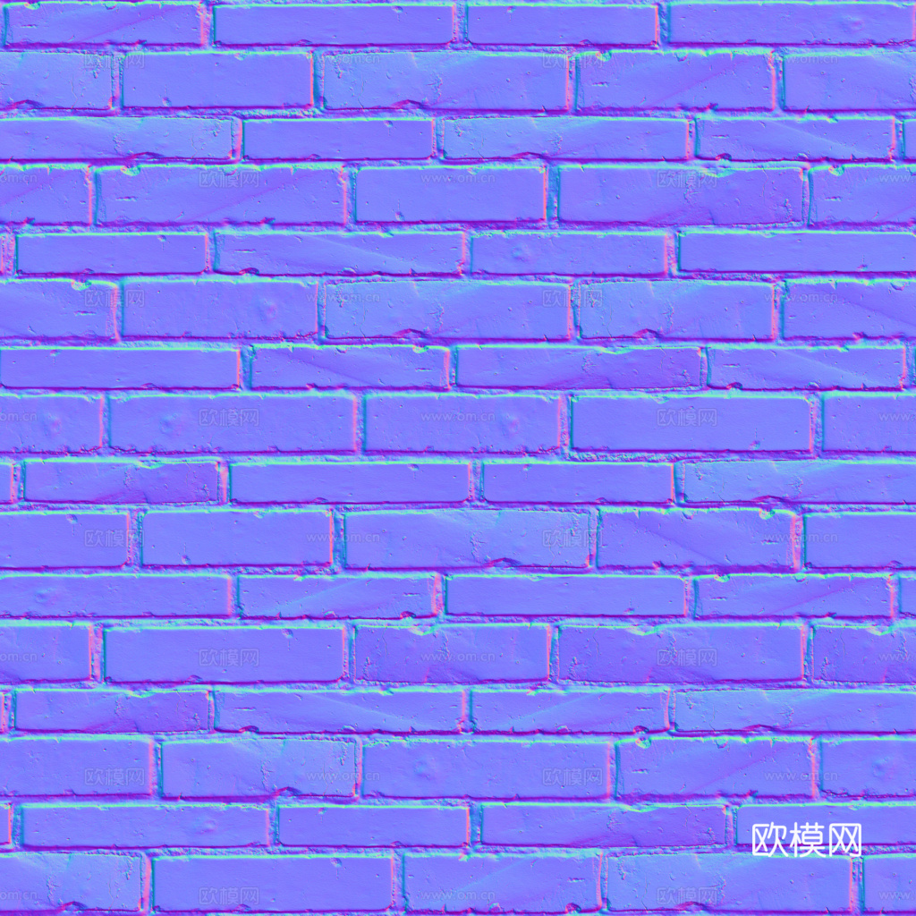 红砖墙凹凸法线贴图