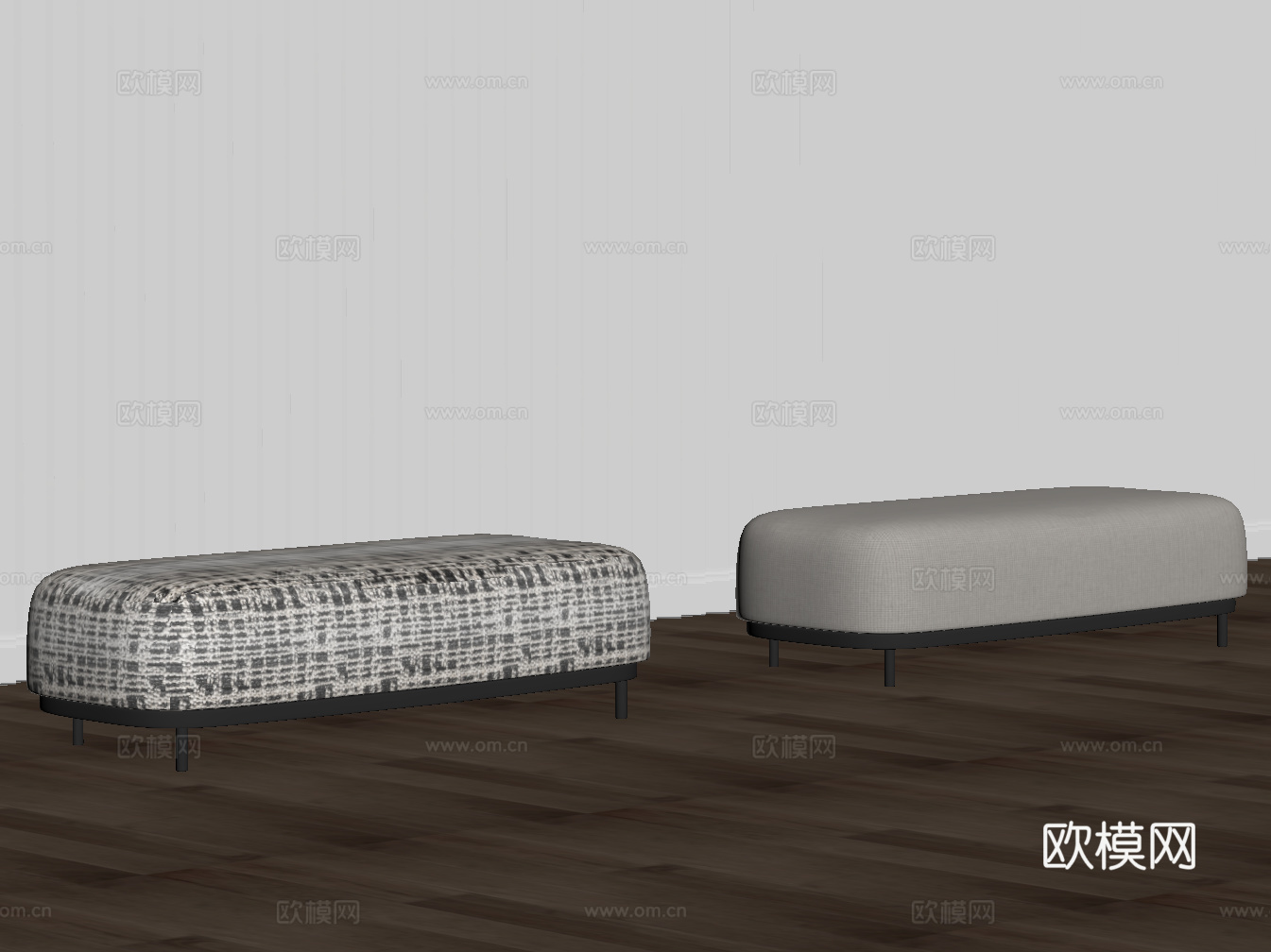 现代布艺沙发凳 换鞋凳su模型