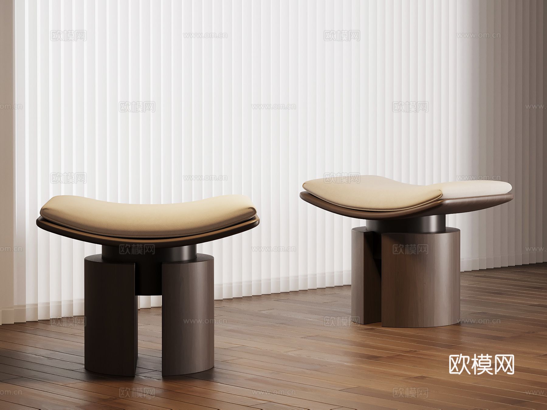 现代意式换鞋凳 沙发凳 梳妆凳su模型