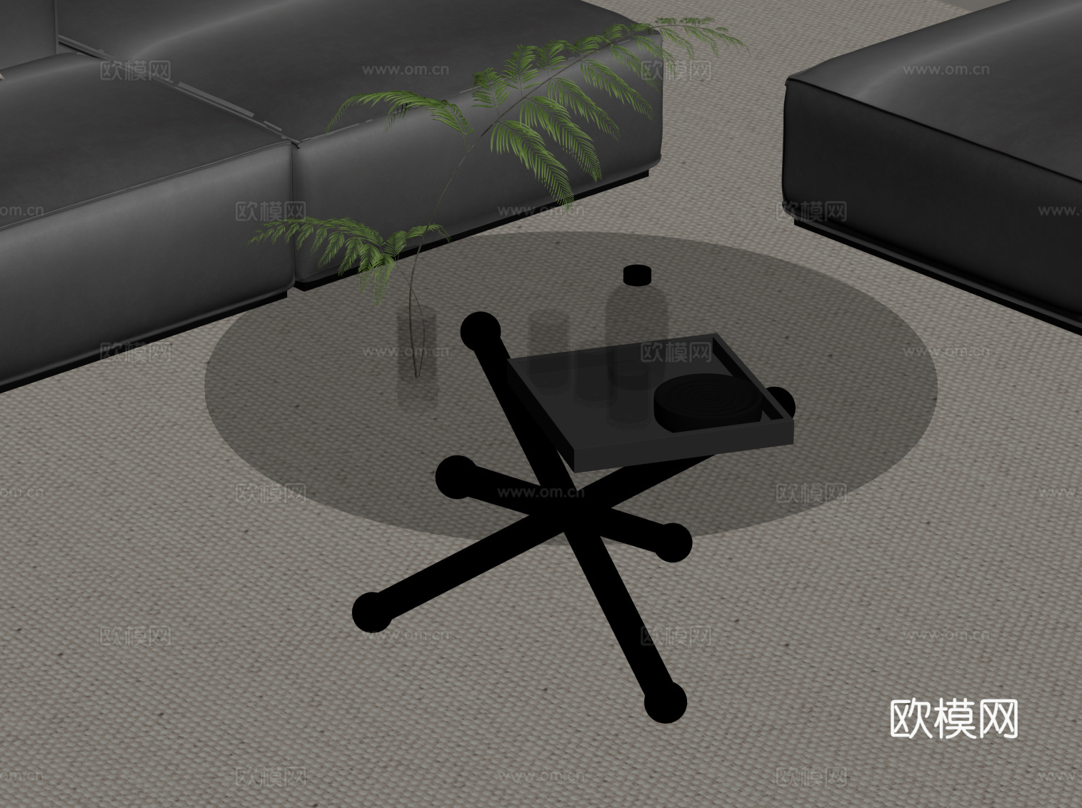 现代意式茶几su模型下载（渲染图2）