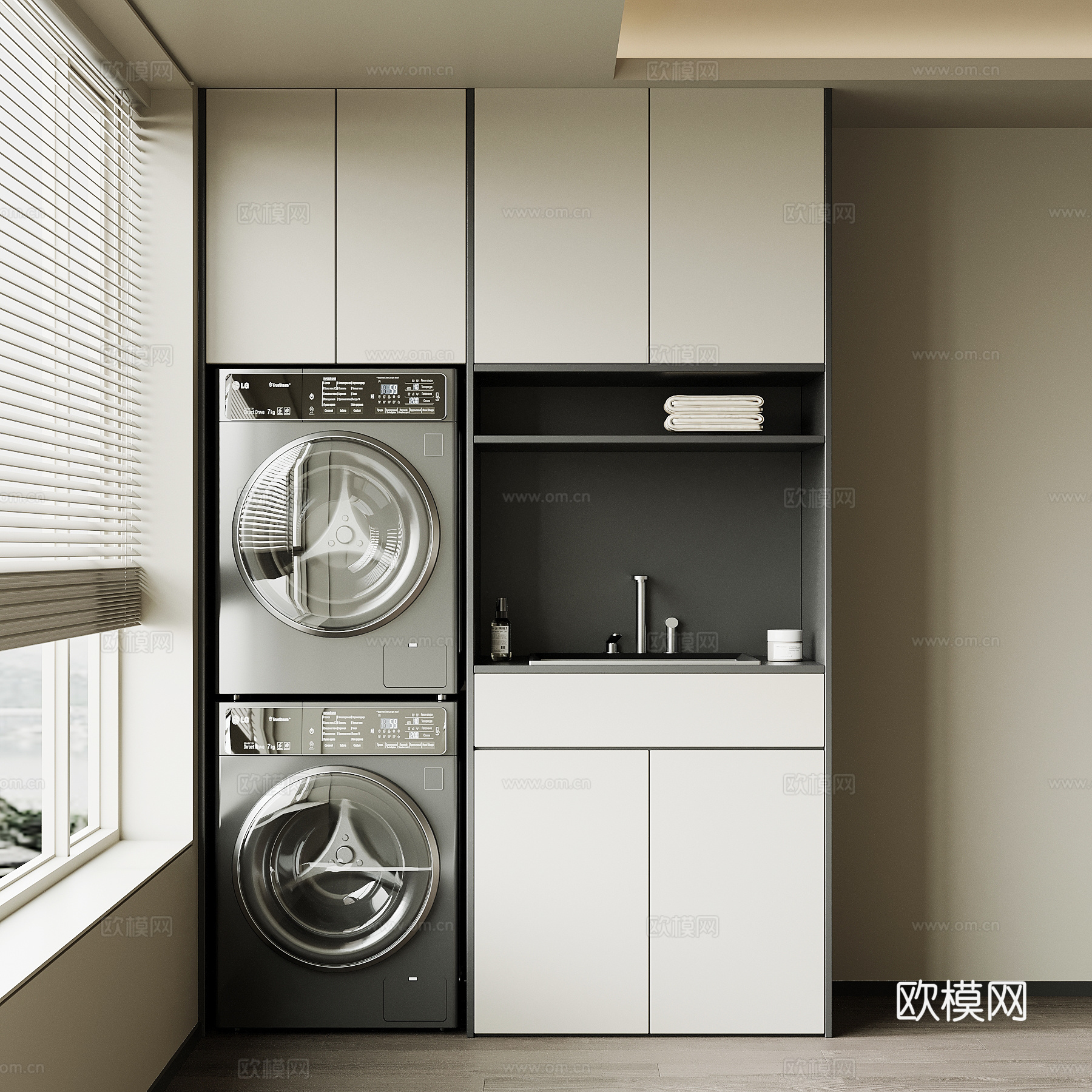 现代阳台柜 洗衣机柜 浴室柜3d模型下载