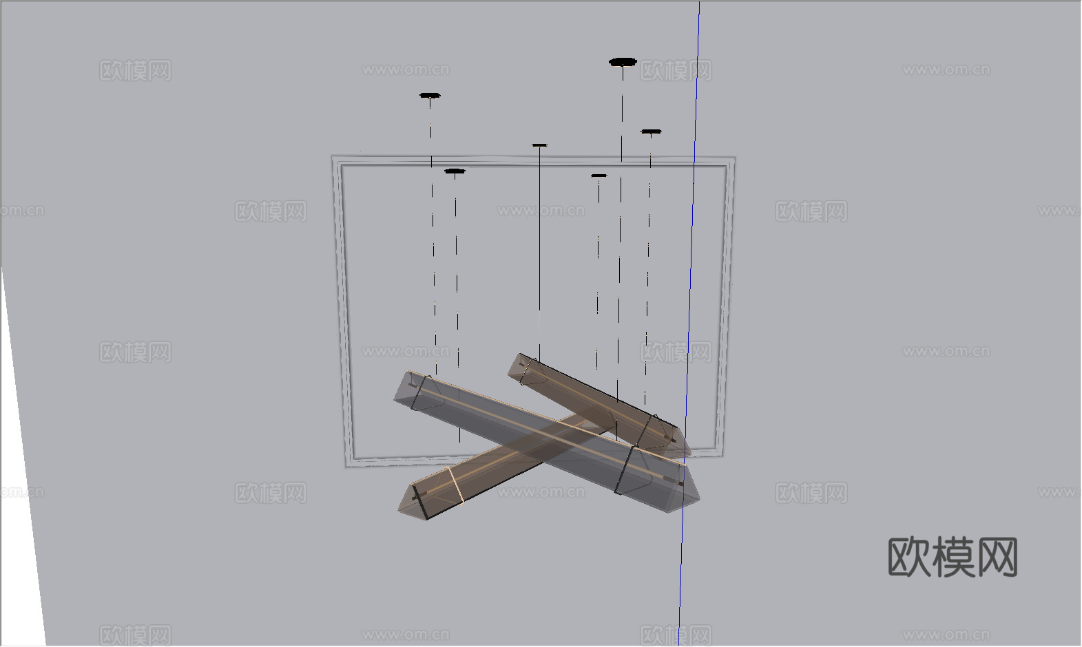 现代玻璃艺术吊灯_创意吊灯su模型