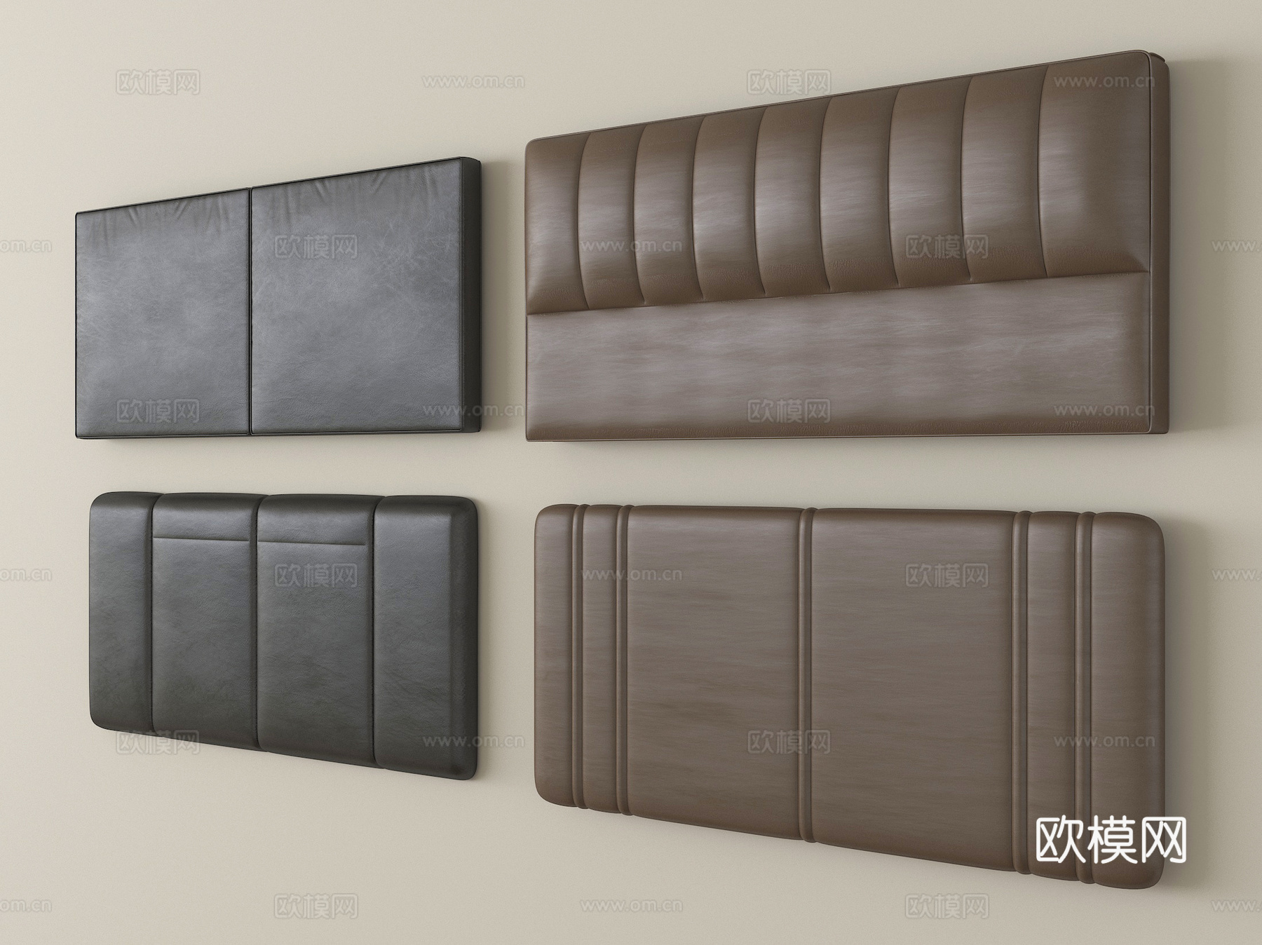 现代床靠背 床品 床头3d模型下载