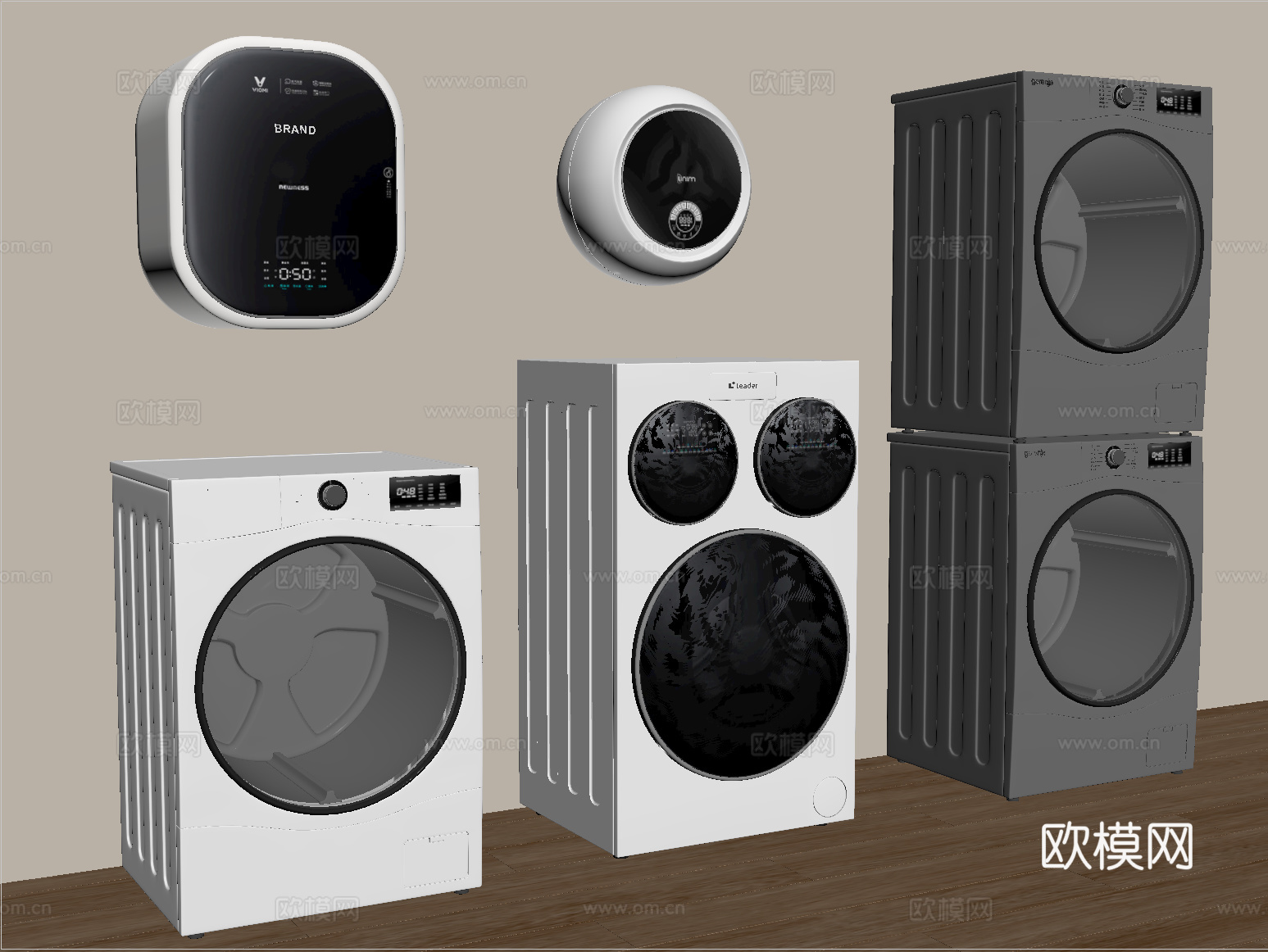 现代洗衣机 洗烘一体机 壁挂式洗衣机su模型