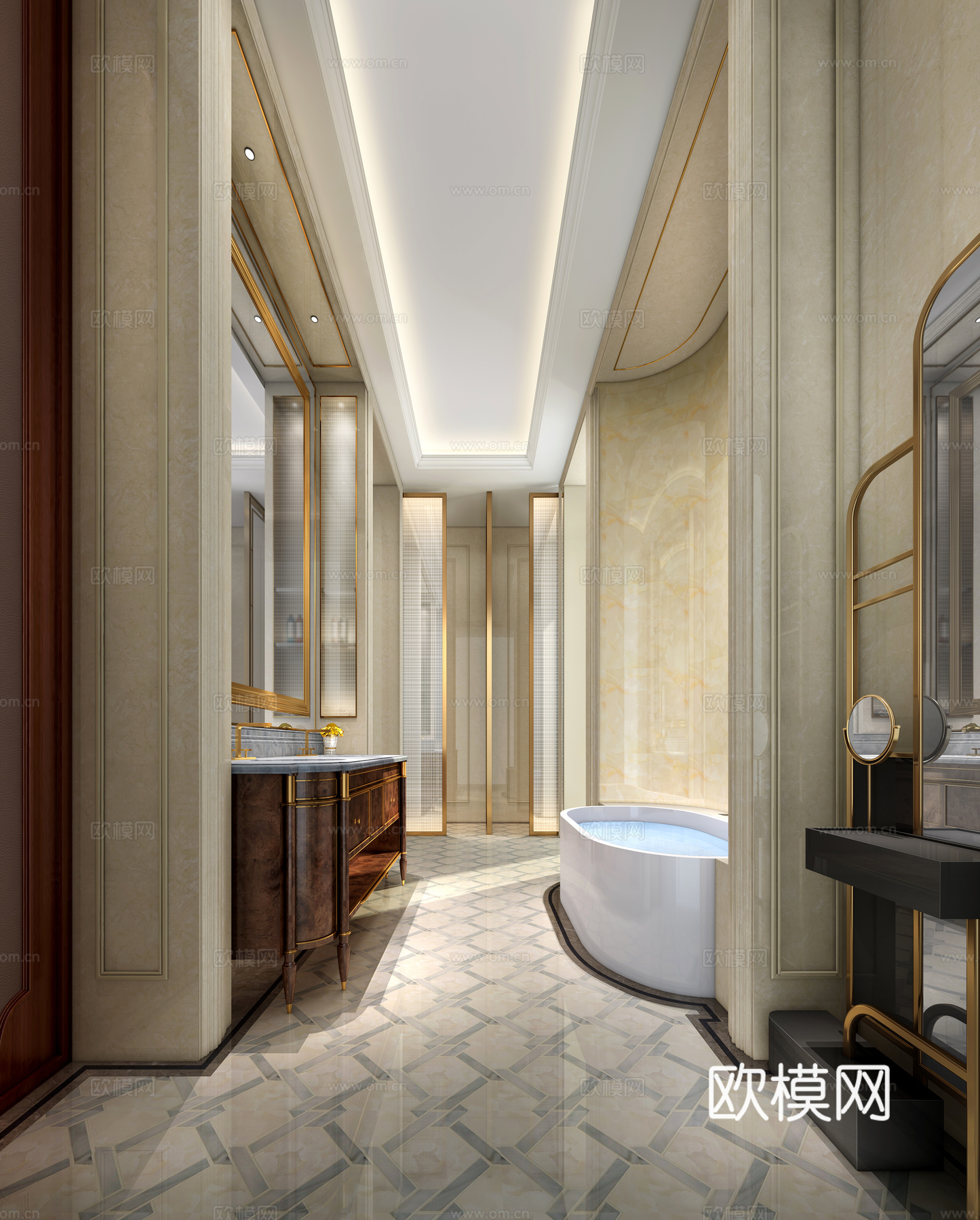 欧式古典家装空间 卫生间 别墅卫生间 经典欧式卫生间3d模型下载