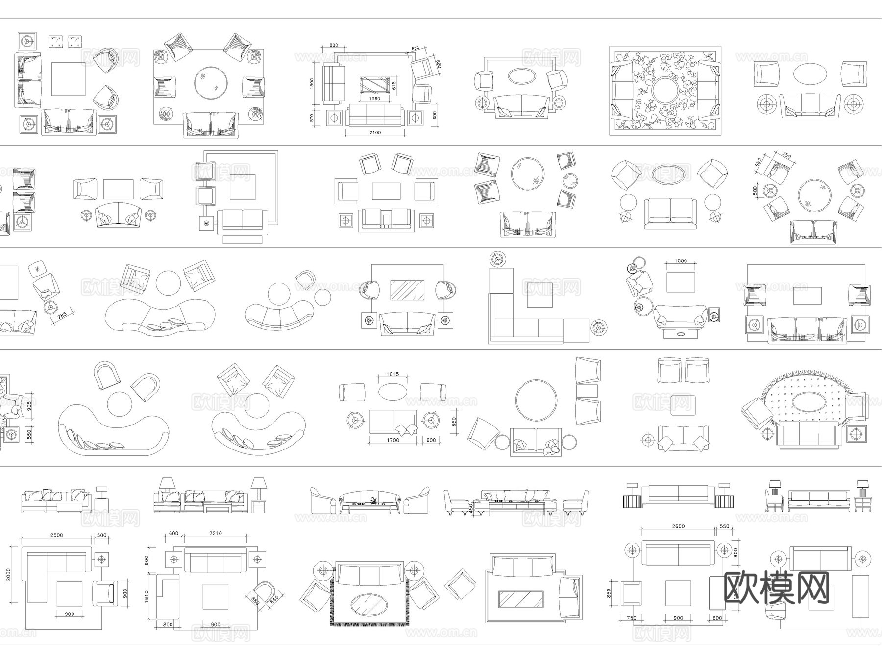 2026年最新家装工装家具沙发平面立面CAD图库cad施工图