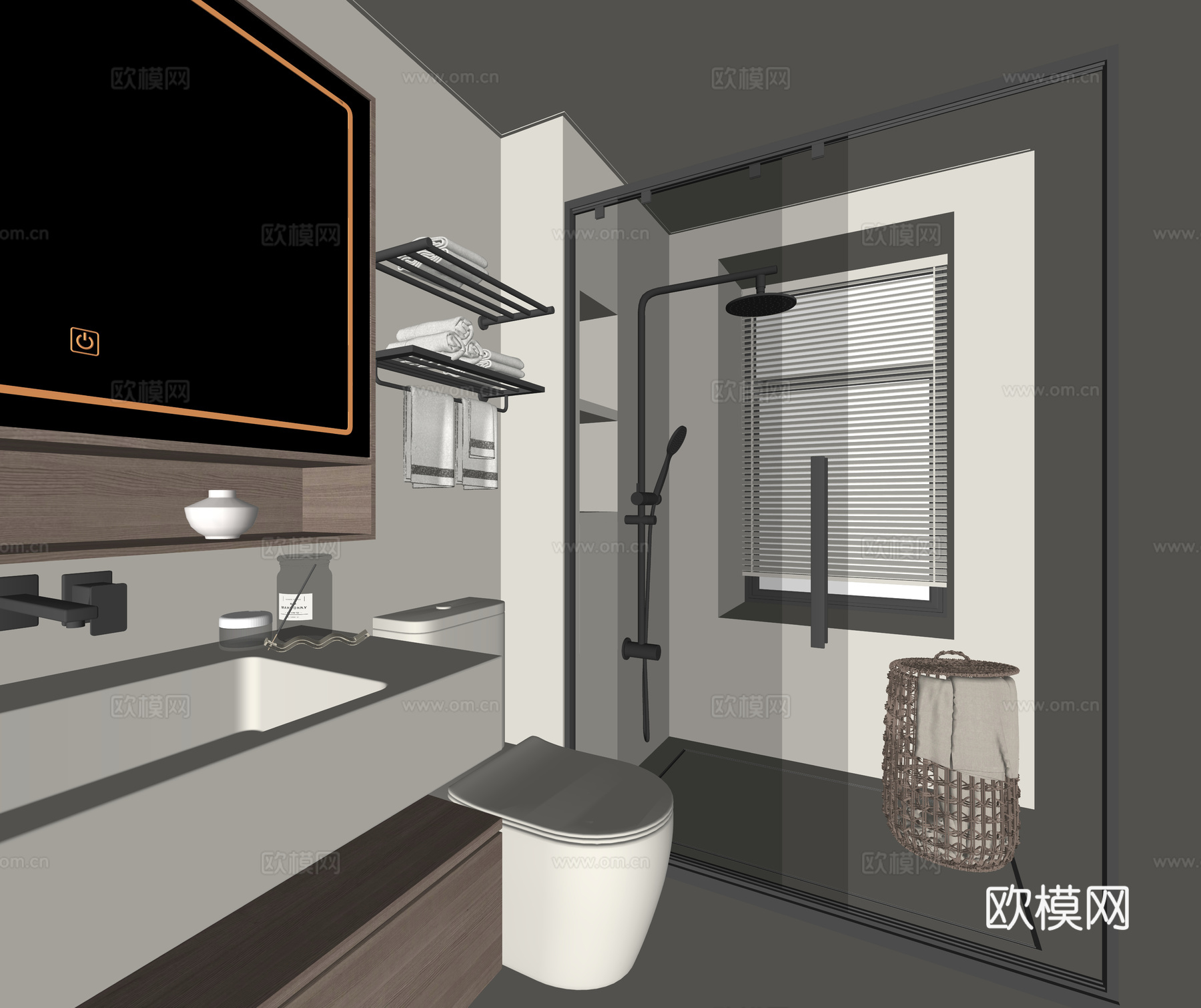 现代家居卫生间su模型下载（渲染图2）