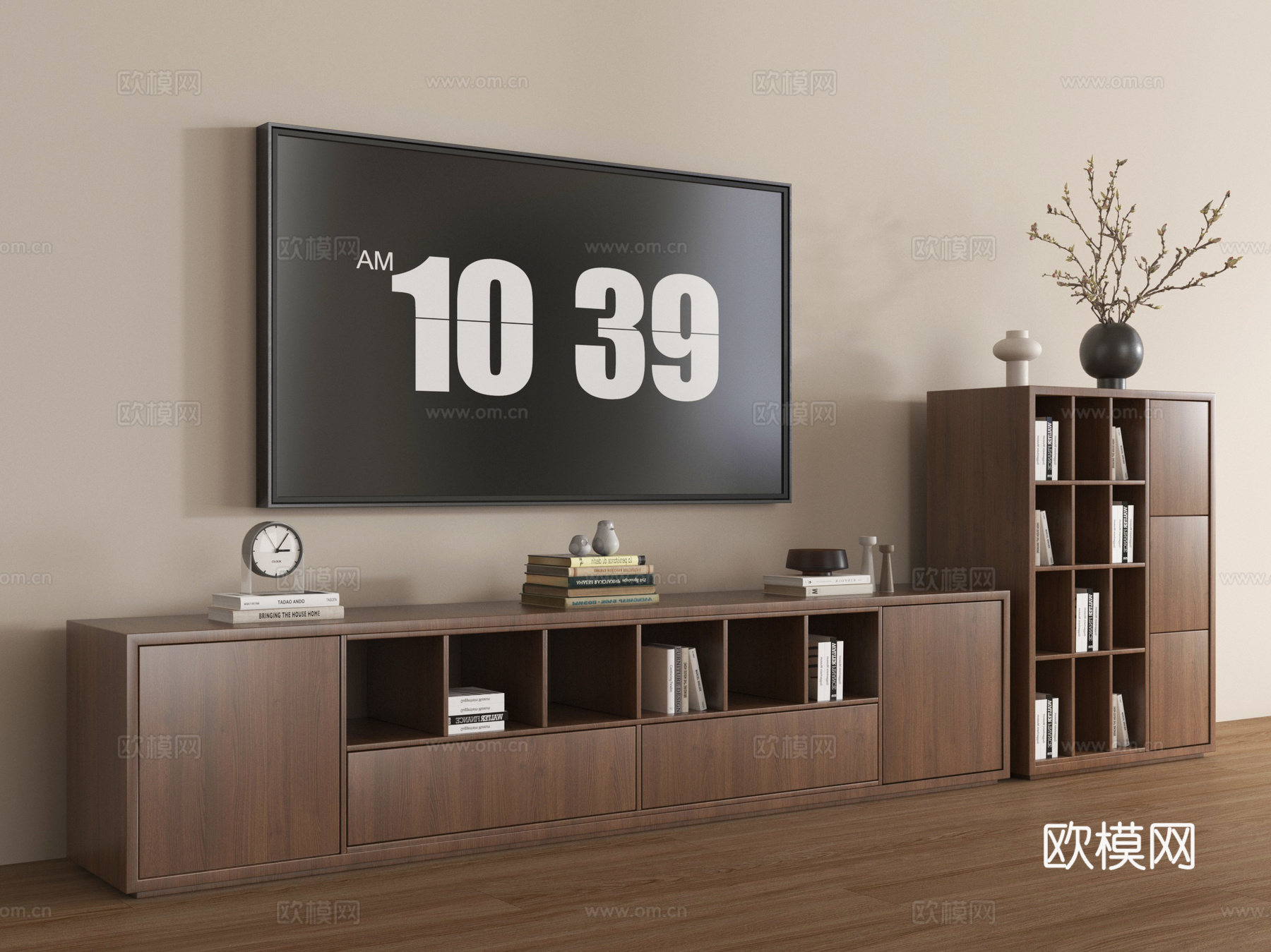 中古风电视柜 电视 玄关柜 储物柜 摆件su模型